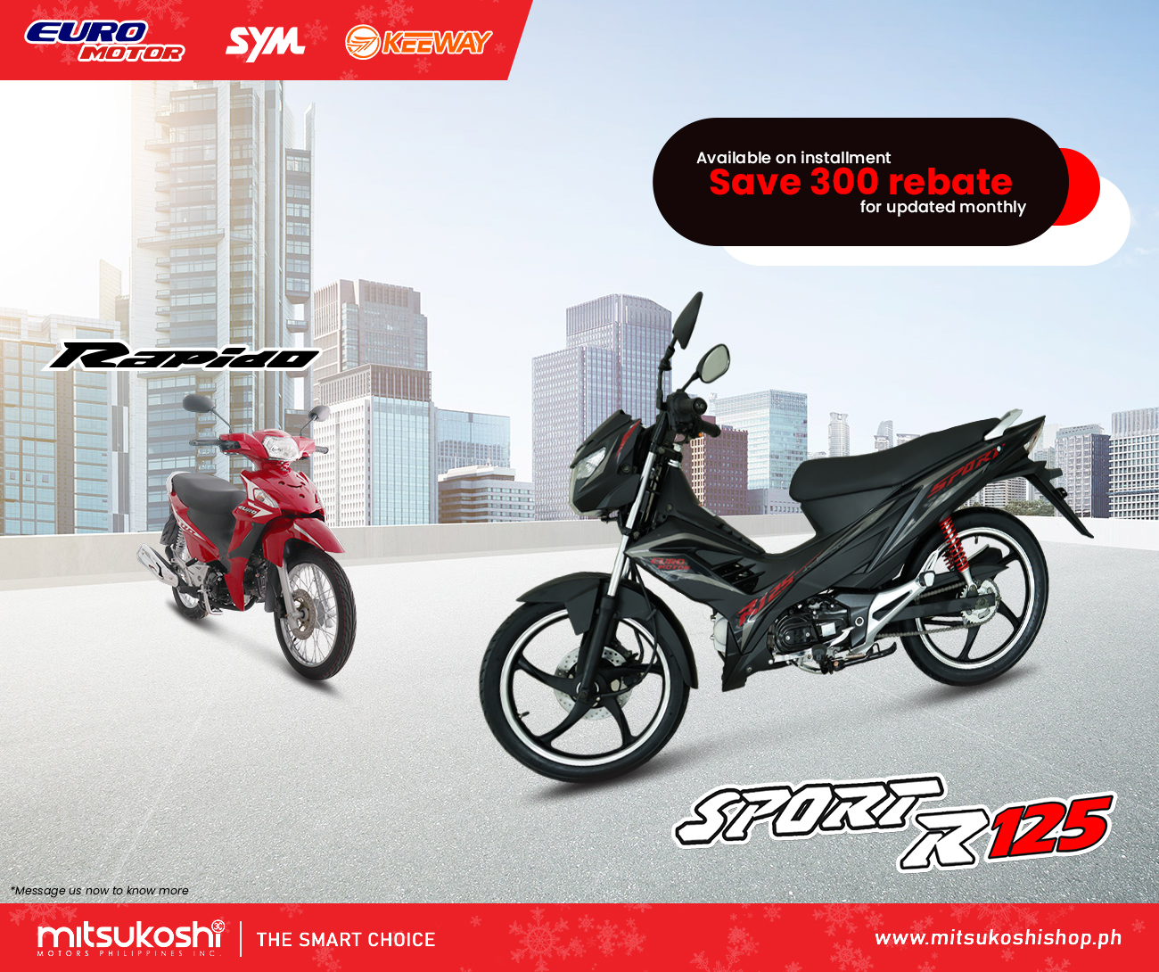 Rapido 110 and Sport R125 are now available nationwide. Take 