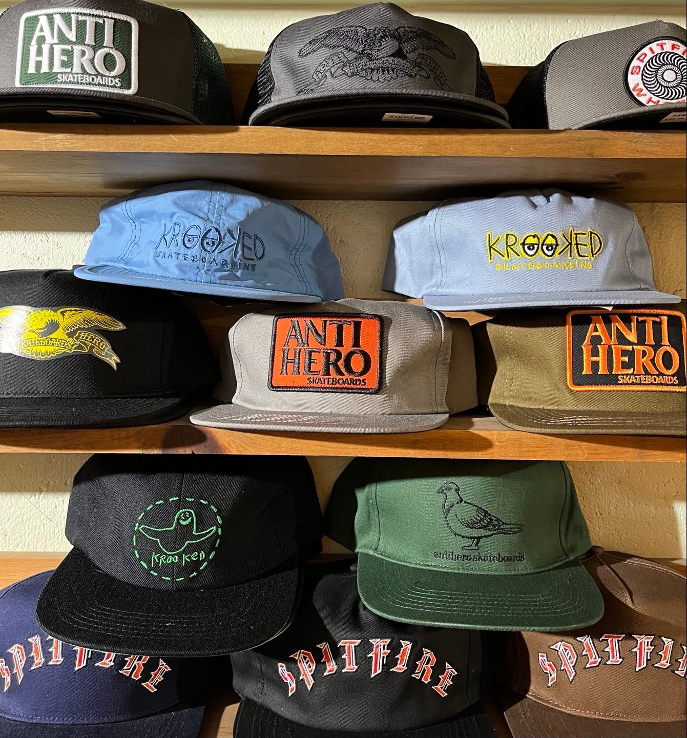 Anti Hero, Spitfire & Krooked caps In store & online #hmrto 
