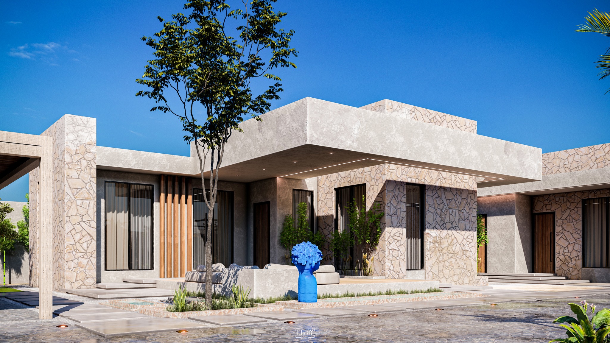 CLAY Studio - Villa exterior Elevation🖤 By Clay Studio ™️...