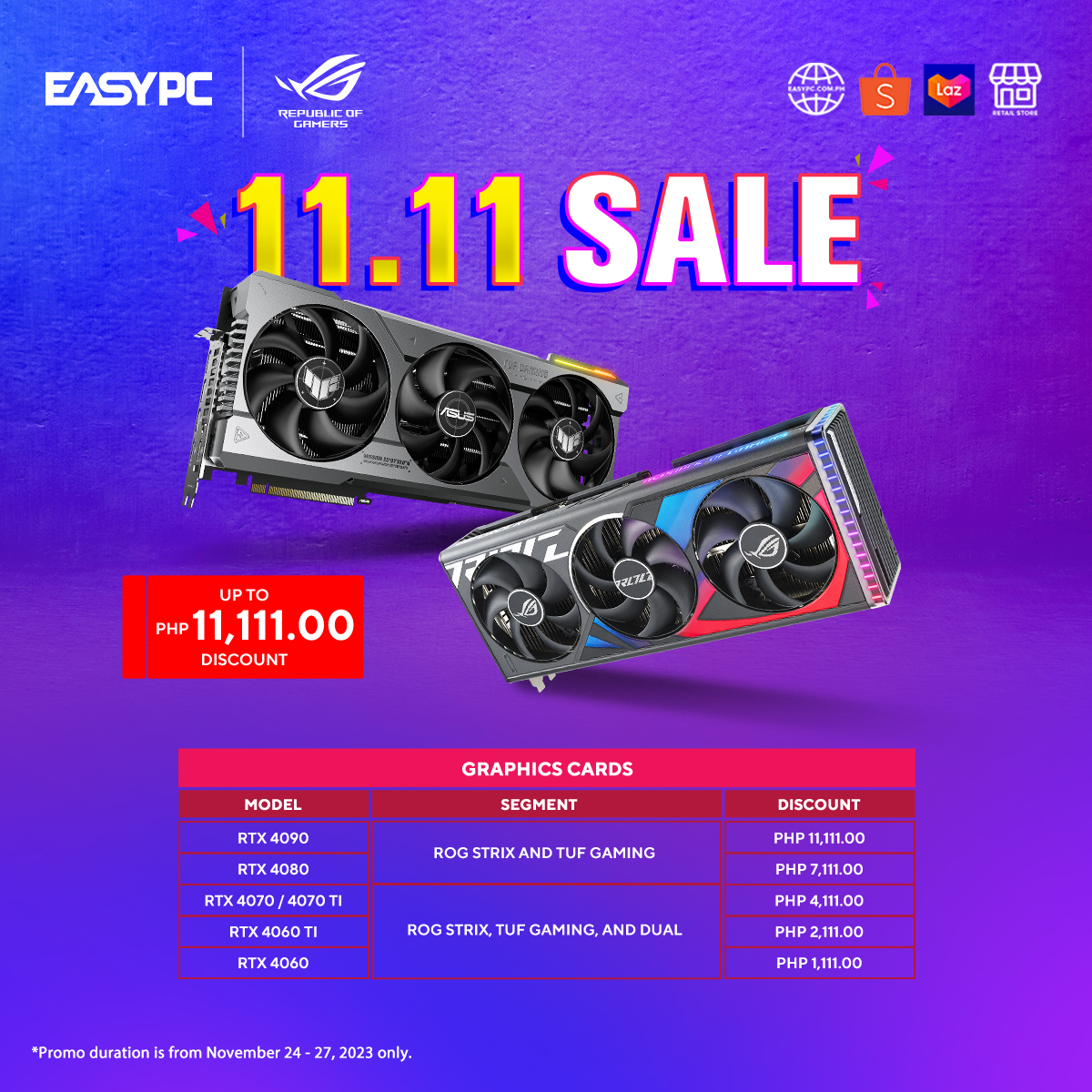 EASY PC - Get ready for the Leg 2 of the ASUS 11.11 Sale...