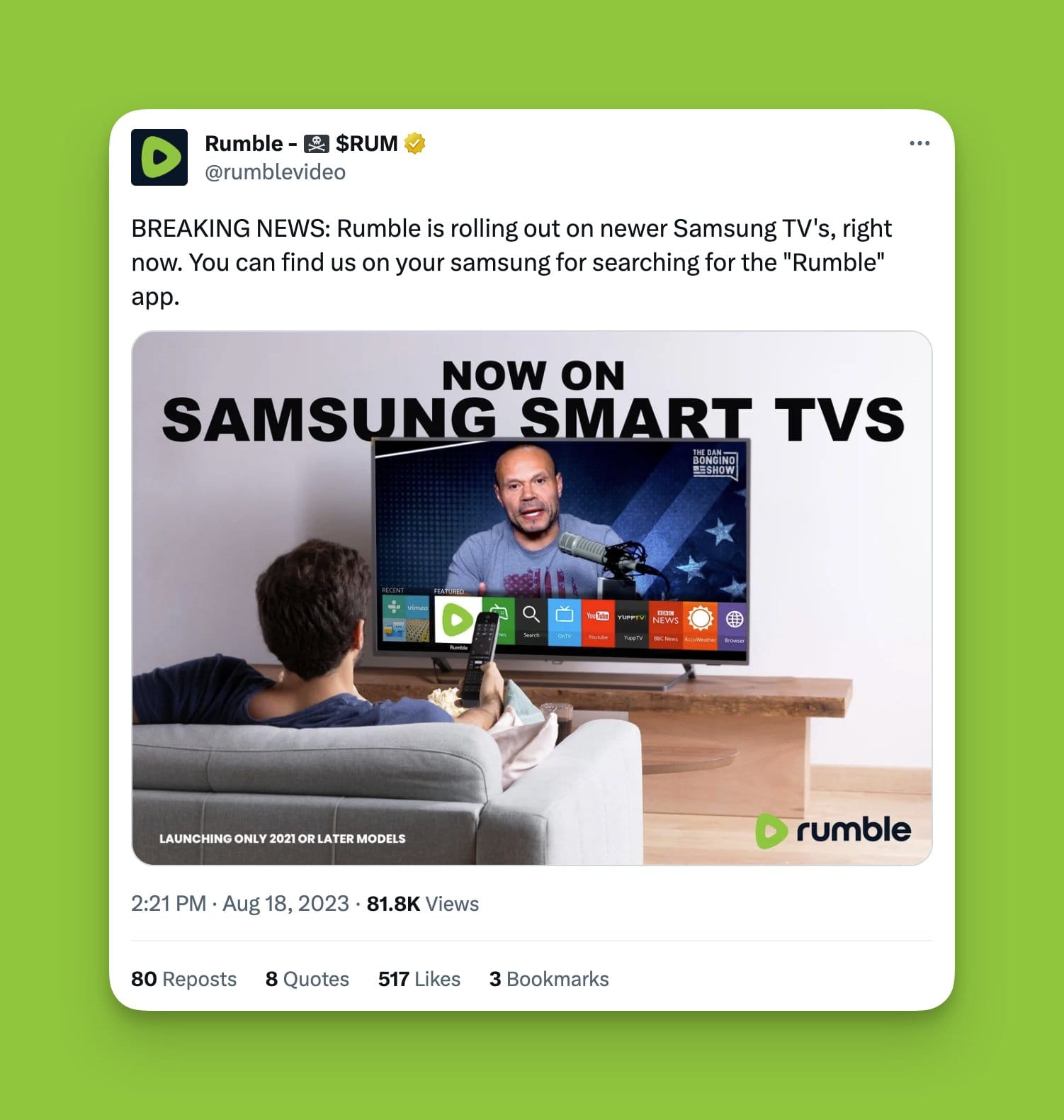 Free speech TV: Rumble has... - Tuesday- November 5, 2024