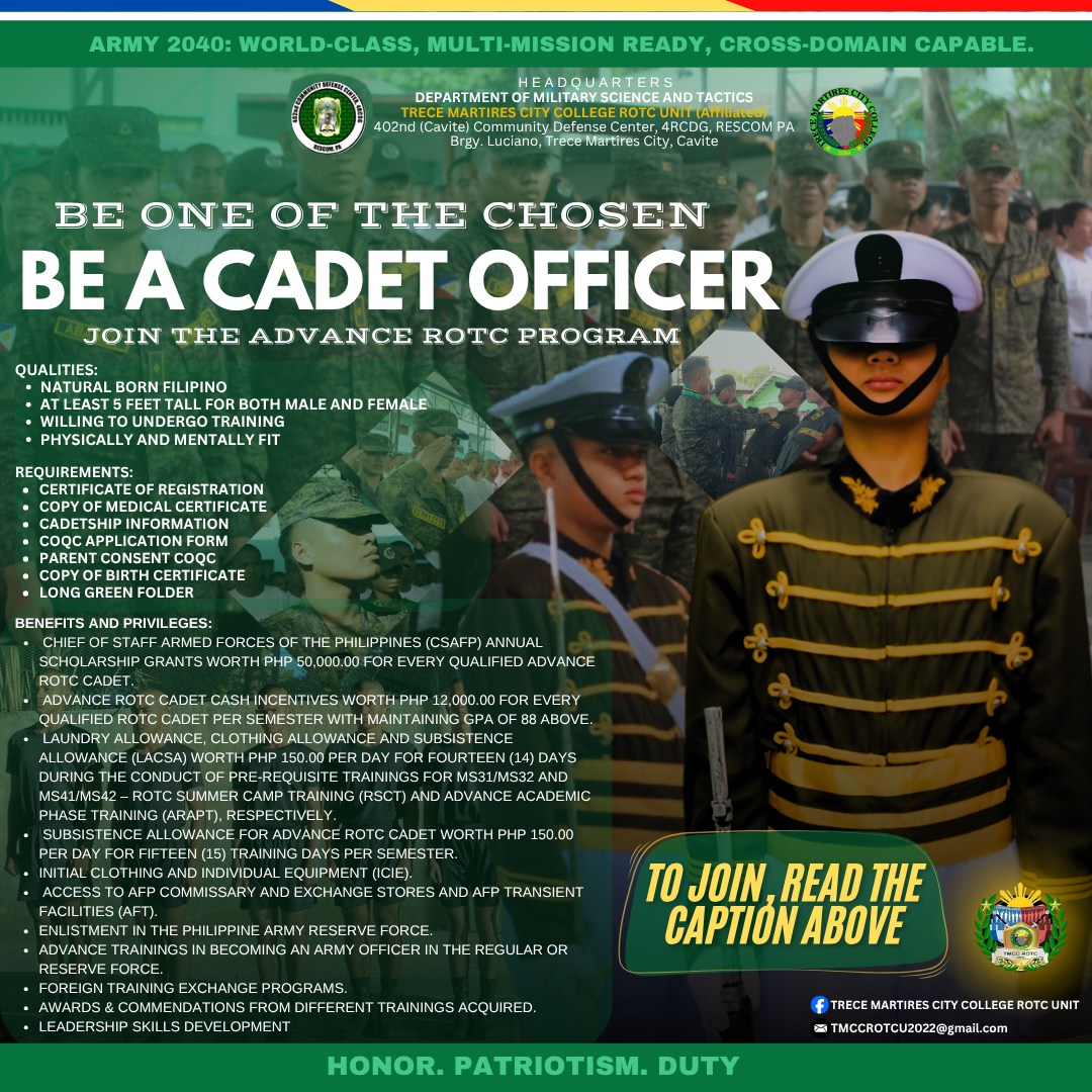 𝙄 𝘾𝙊𝙉𝙎𝙄𝘿𝙀𝙍 𝙏𝙃𝘼𝙏... - Trece Martires City College ROTC UNIT | Facebook