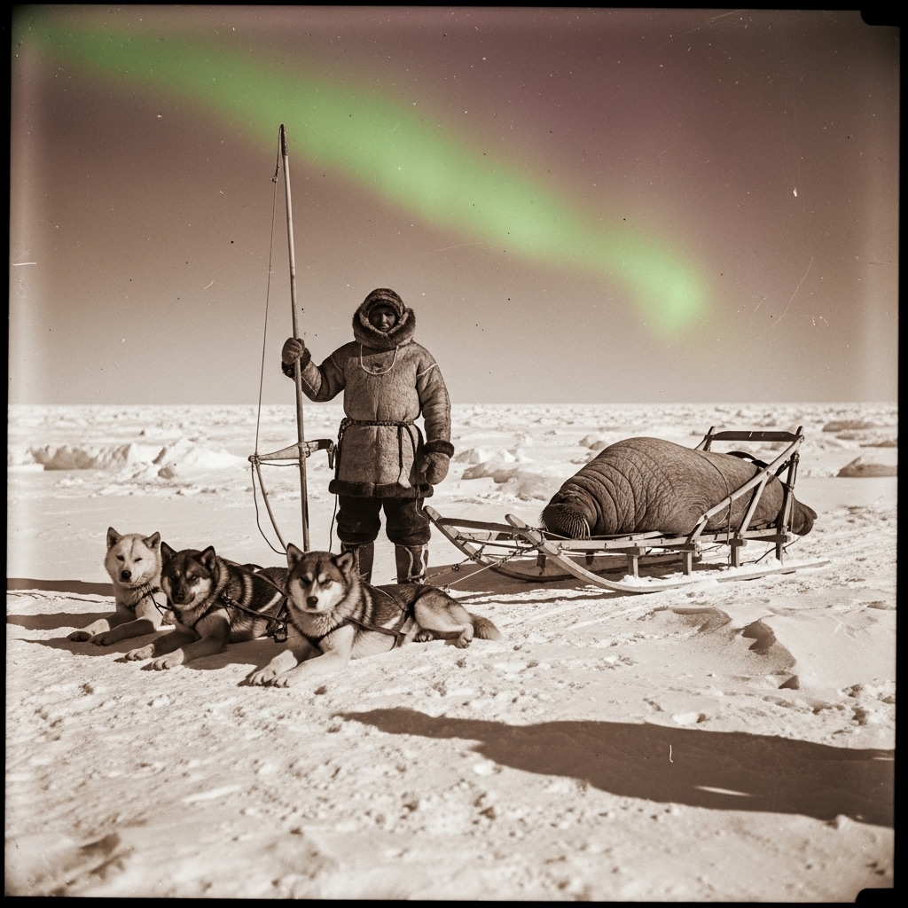 Old - The Arctic Hunter – Greenland, 1884 Far above the tree line ...