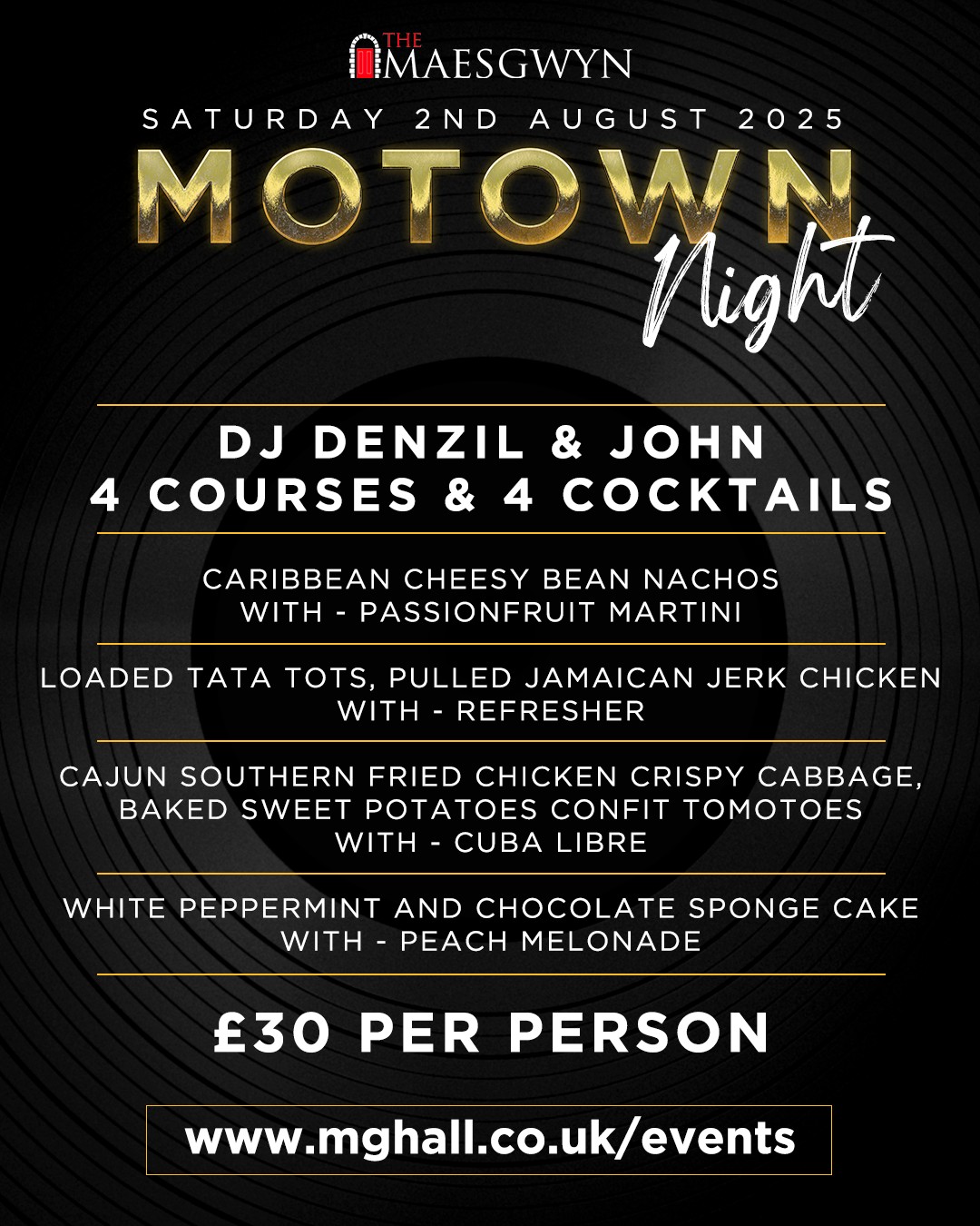 Maesgwyn - 🎵 MOTOWN NIGHT 🕺 🗓️ Saturday 2nd August 2025 DJ Denzil ...