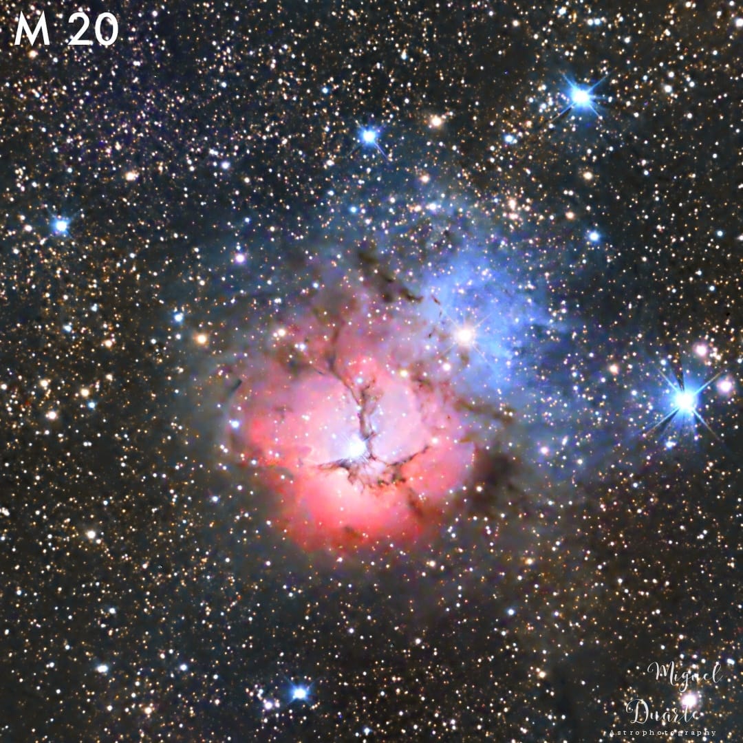 T-shirt Trifid Nebula – Motif Spatial Nébuleuse Et Amas D'étoiles, Taille S, 100% Coton