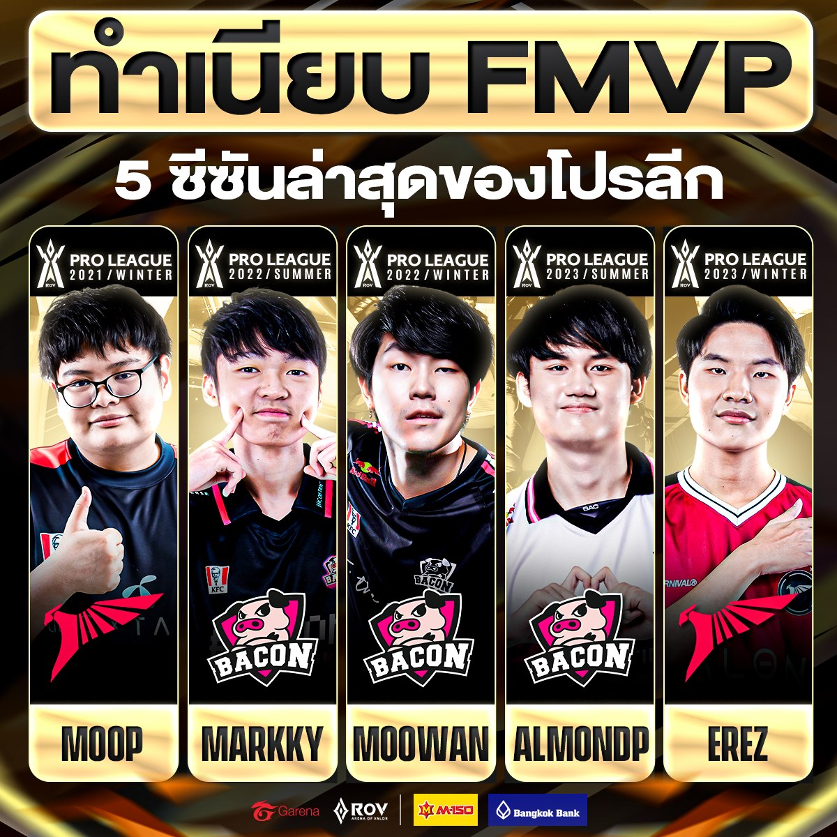 Garena - ทำเนียบ FMVP ของ RoV โปรลีก 5 ซีซันล่าสุด🏆 RoV Pro League 2023 ...