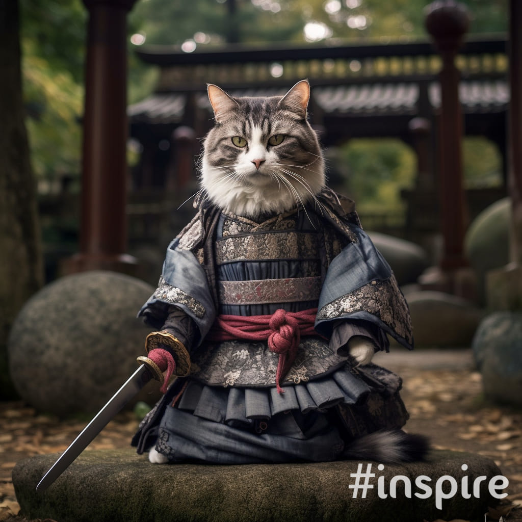 Samurai cat 😼 #猫 #道三 #cat #samurai #japan