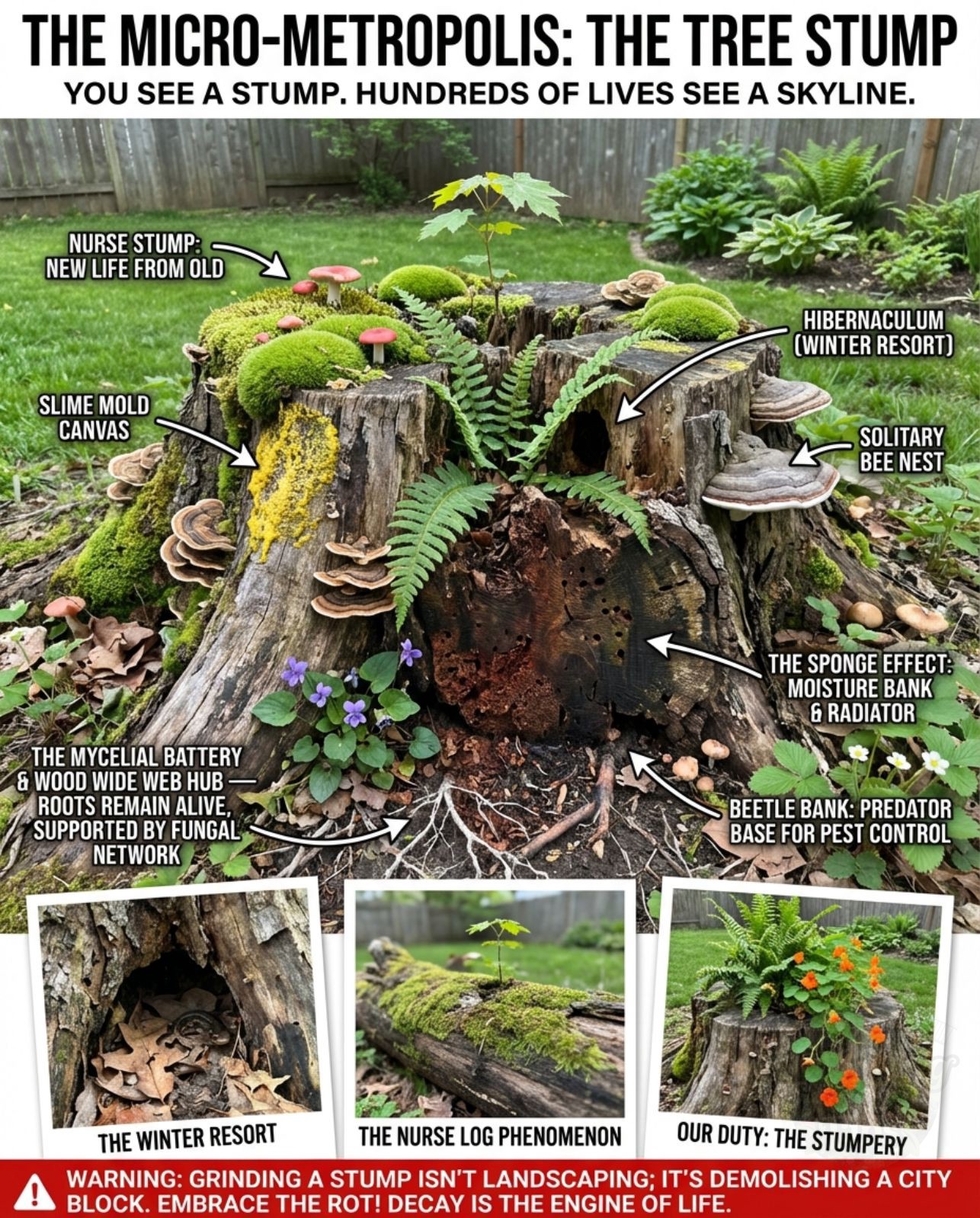 Gardening - You see a leftover stump. Nature builds an entire ...