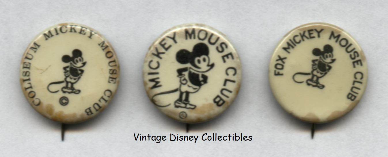 Vintage 1930s Mickey Mouse club pins