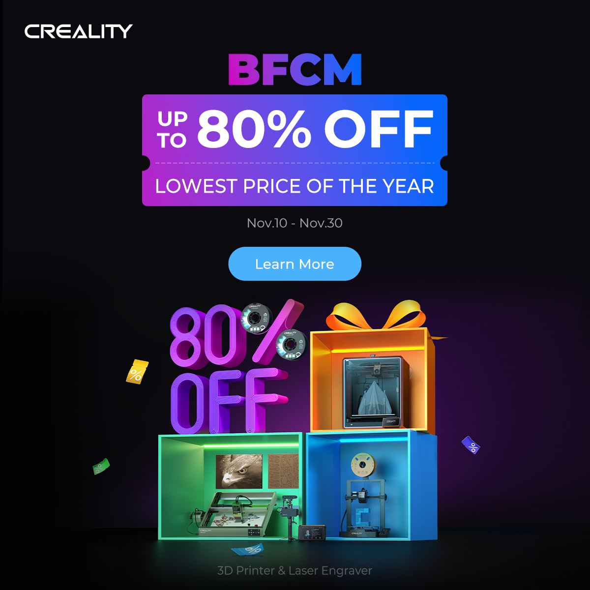Creality - Time for order with 80% OFF on #BlackFriday💸💸💸... | Facebook