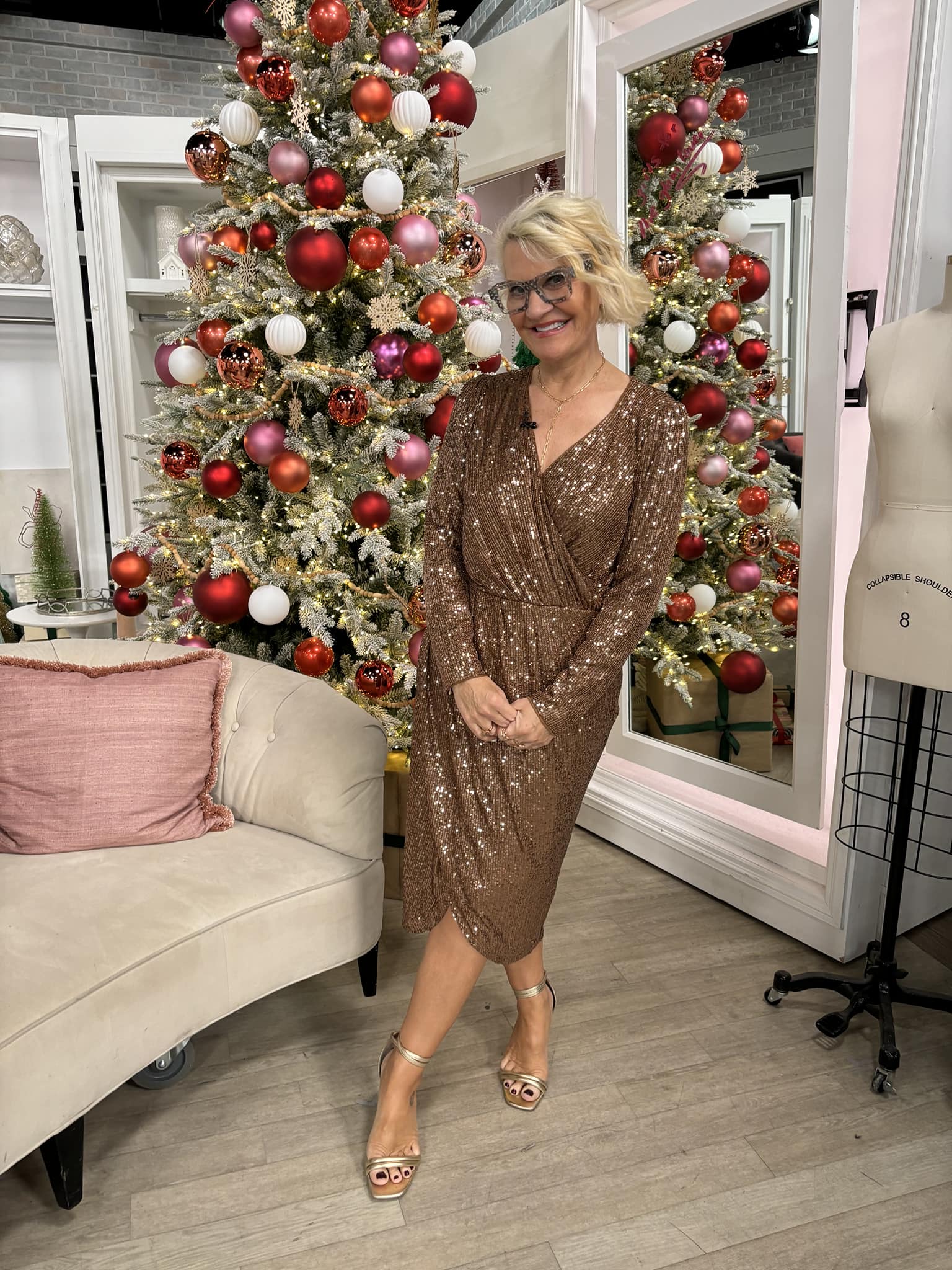 Isaac Mizrahi sequin wrap dress on QVC