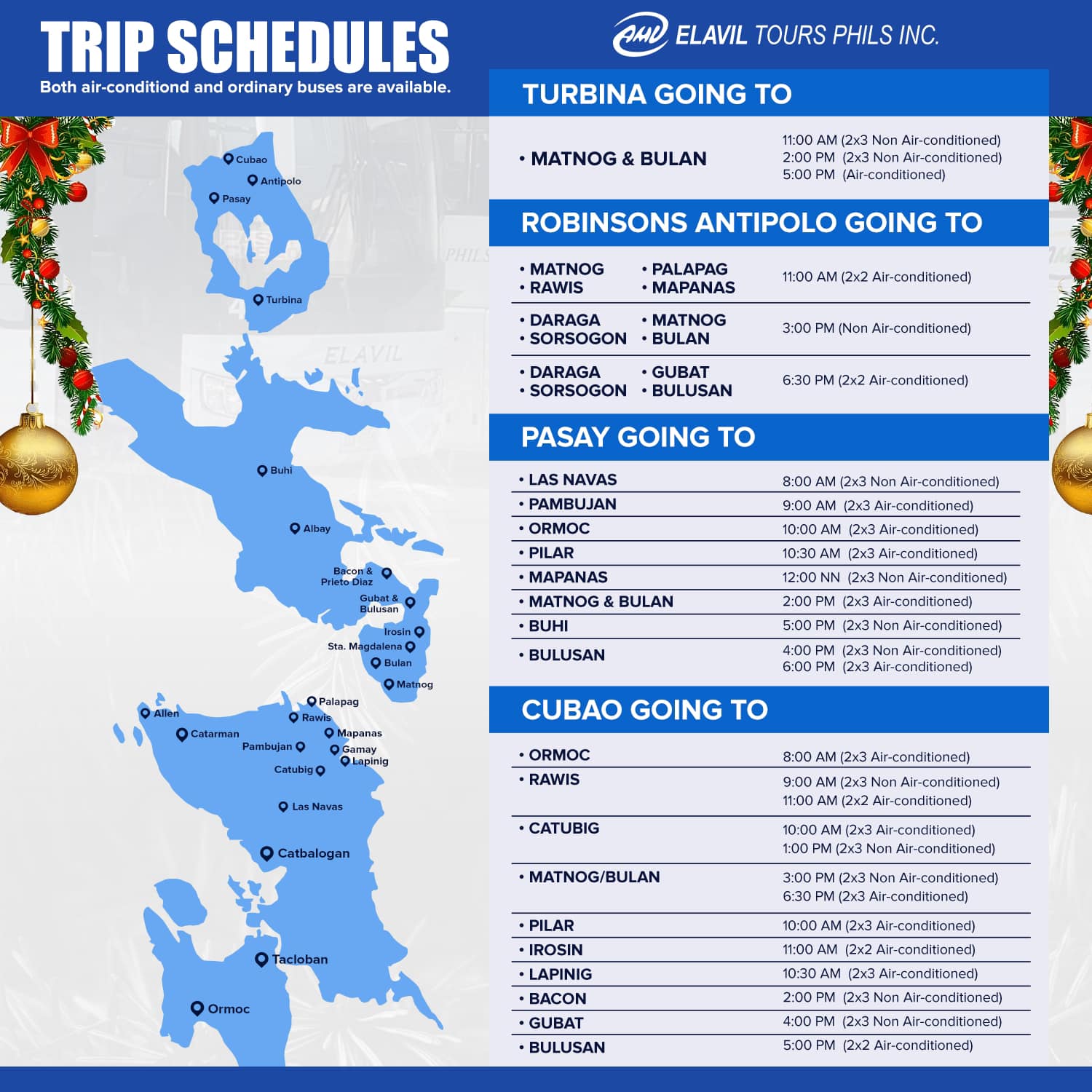 Check our daily trips schedules... - Elavil Tours Phils. Inc. | Facebook