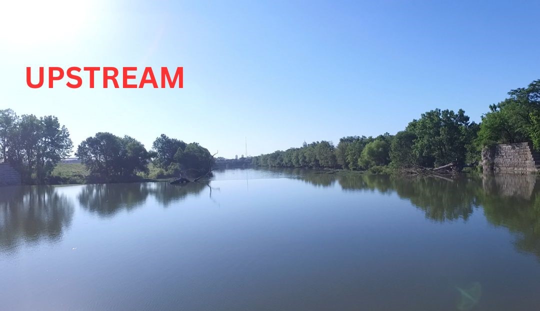 Can you see where the low-head dam is in the upstream photo? Were you ...