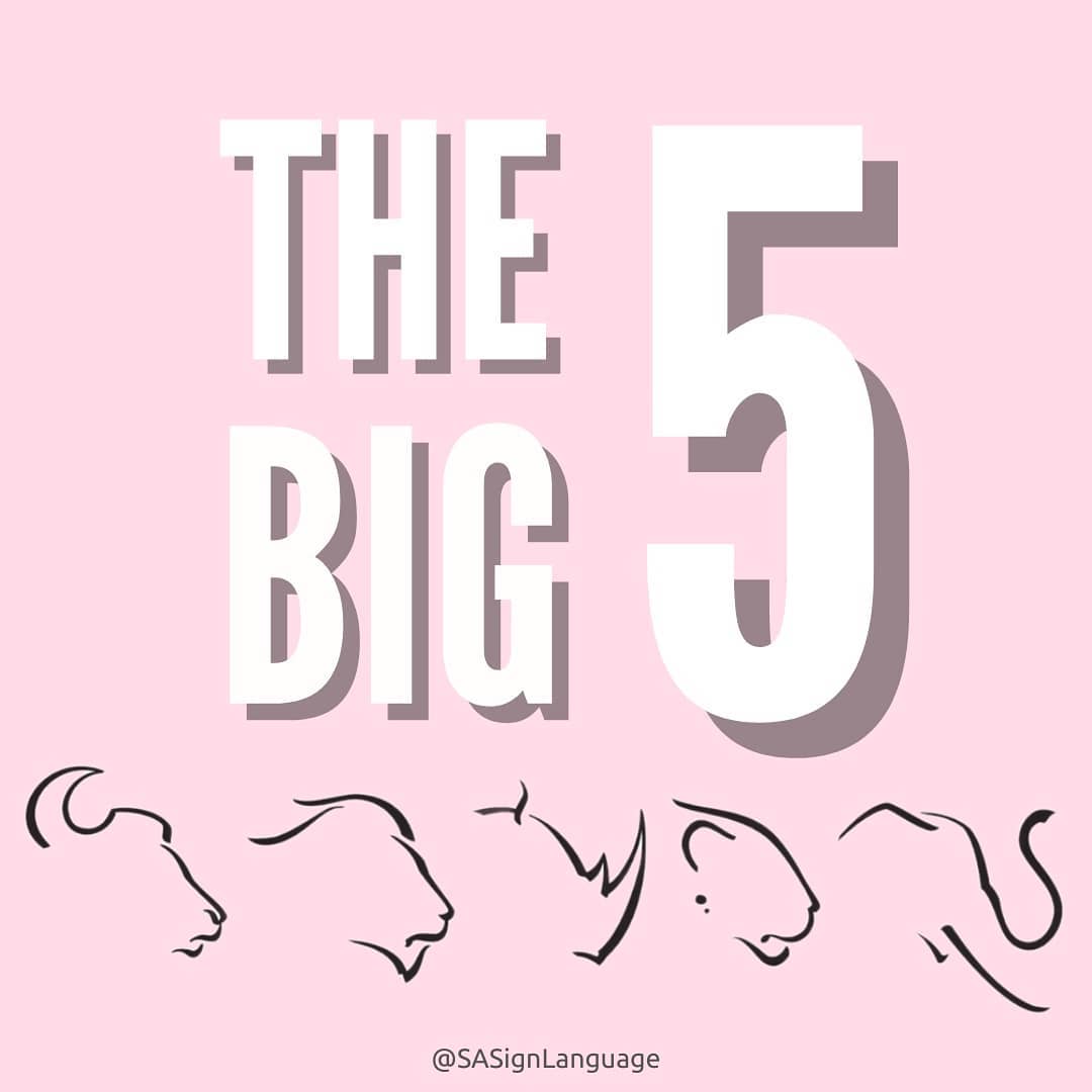 Here are the Big 5: African... - Learn SA Sign Language