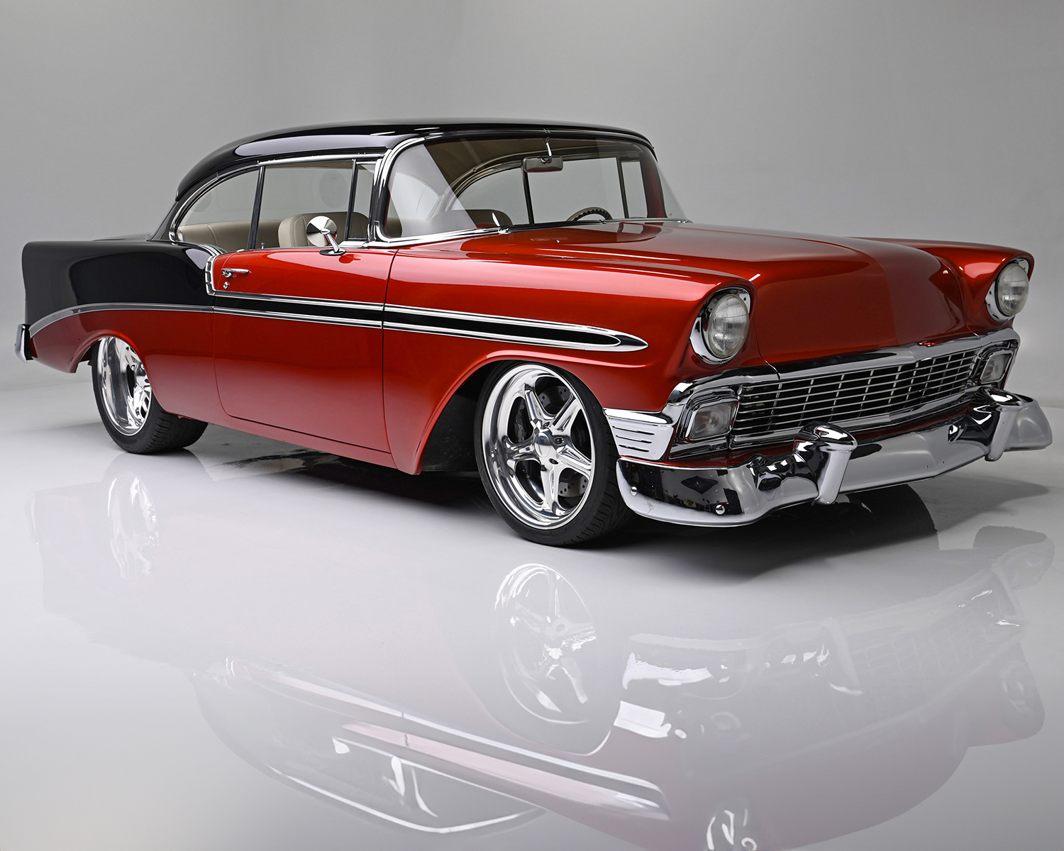 This custom 1956 Chevrolet Bel Air is no standard Tri-Five! Fully 