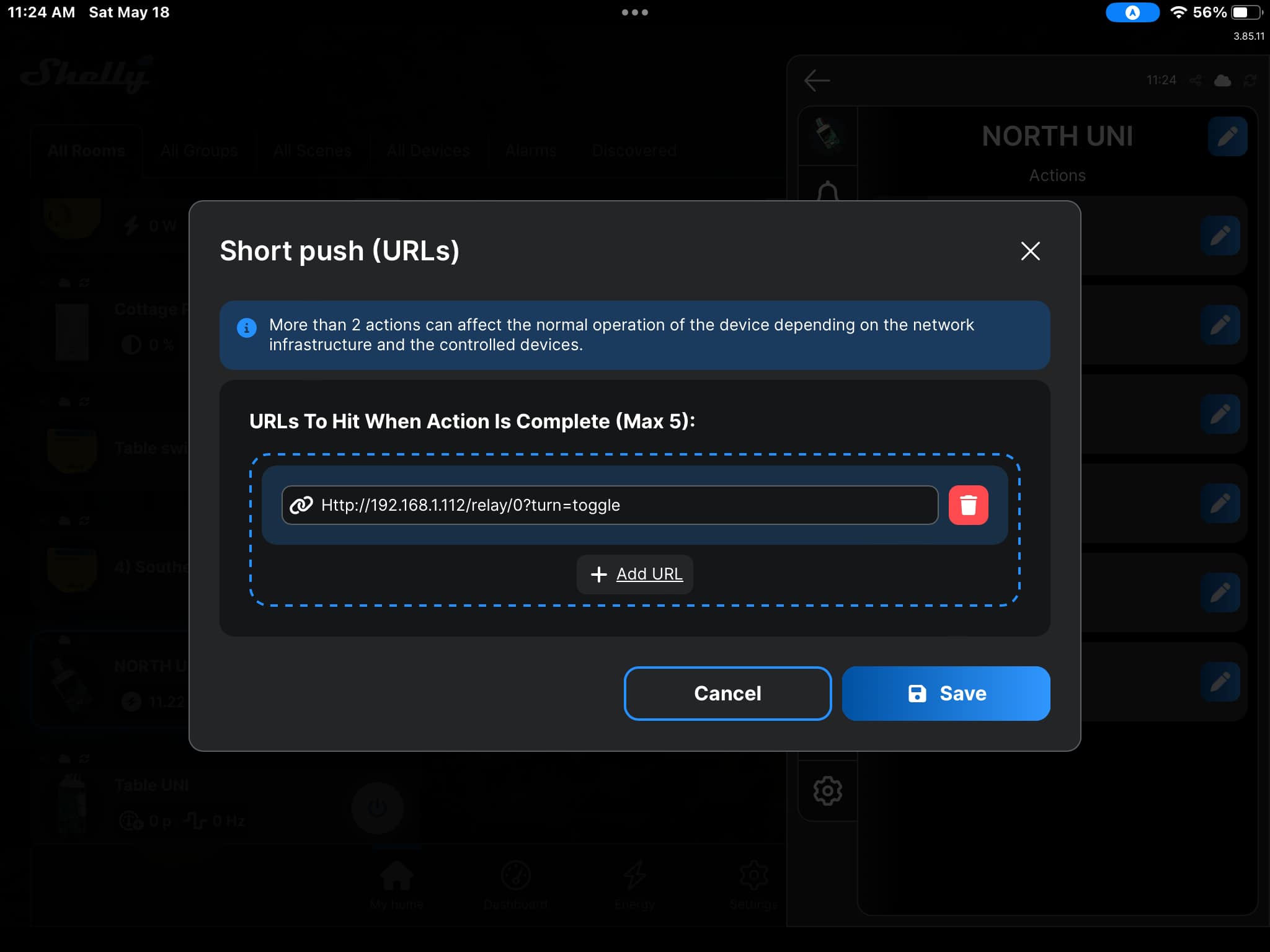 Shelly様ご確認用ページ☆ New question, is it possible to set an URL command to turn off a