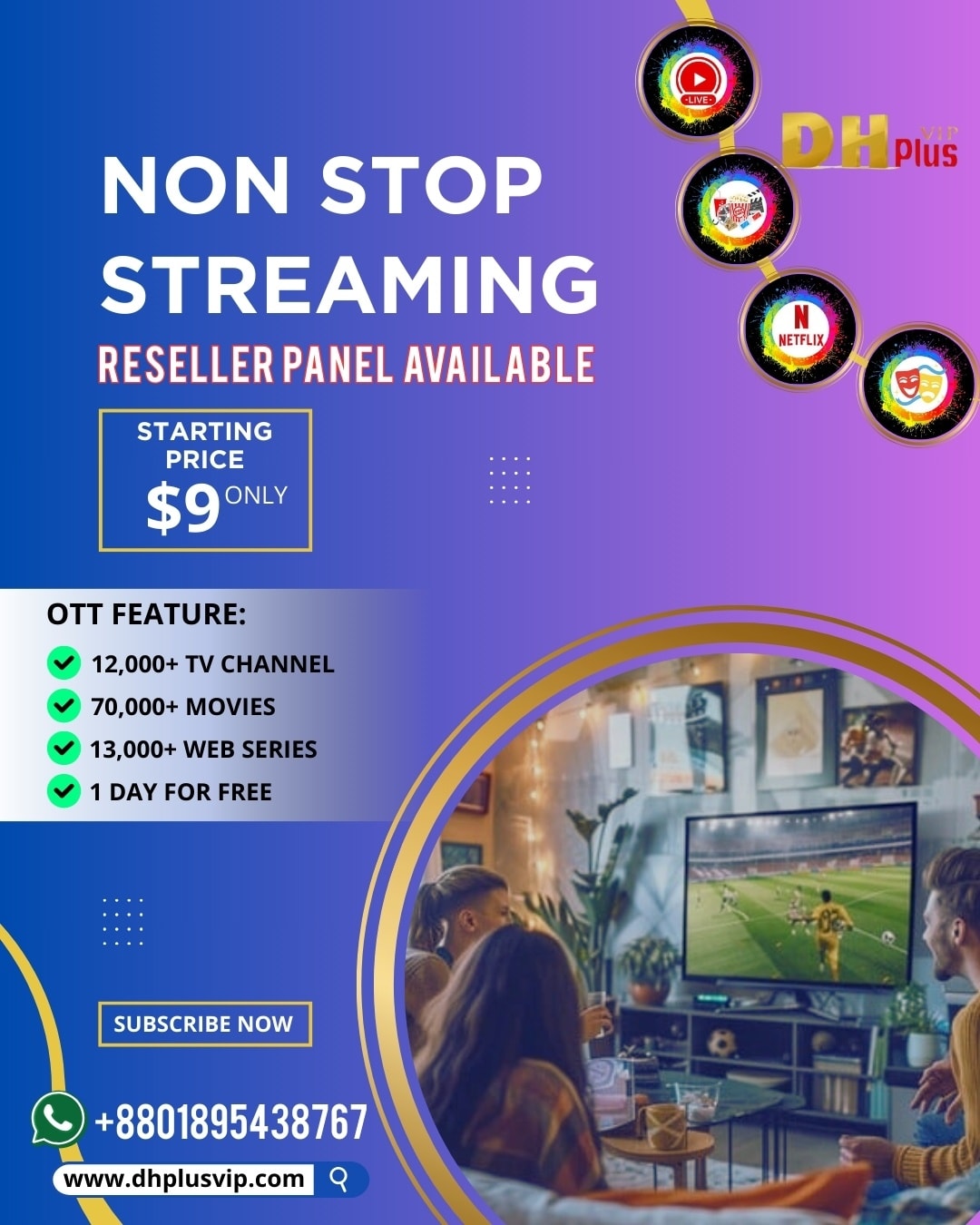 Dh - 📺Non stop streaming ️ reseller panel available 💸 🎉All sports ...