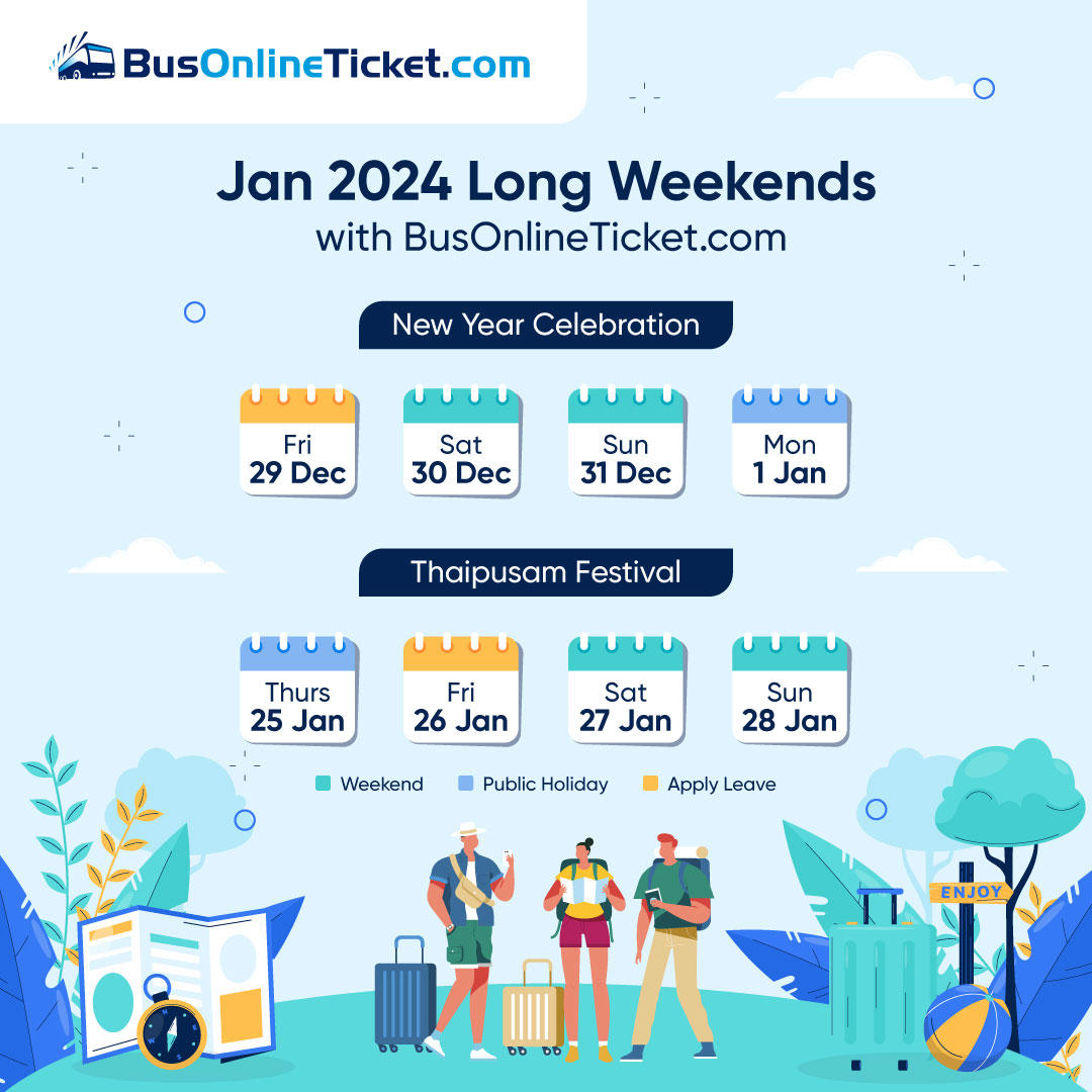 🚌 Plan the Long Weekends of Jan 2024... - BusOnlineTicket.com