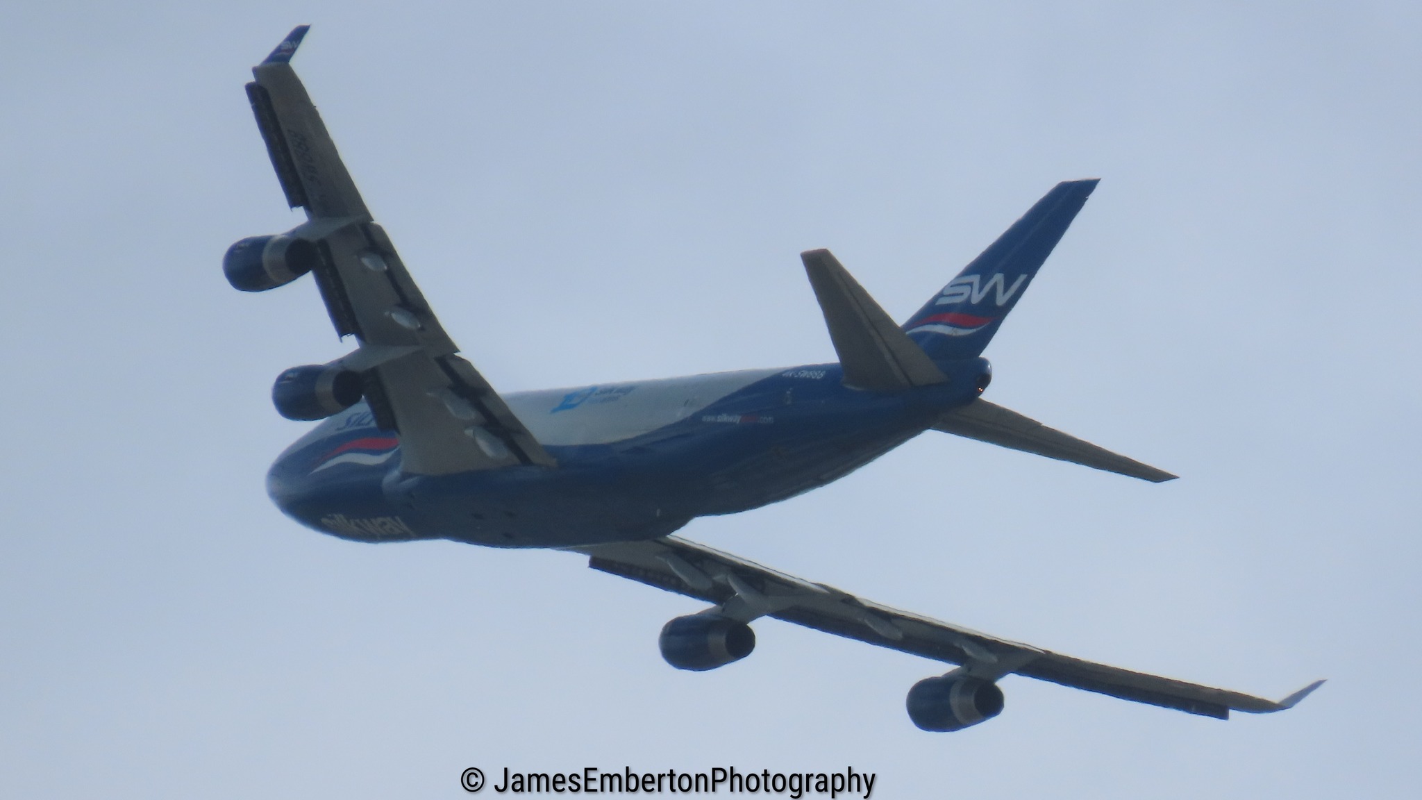 Silkway West Airlines Boeing 747-400 Freighter 4K-SW888 Seen over