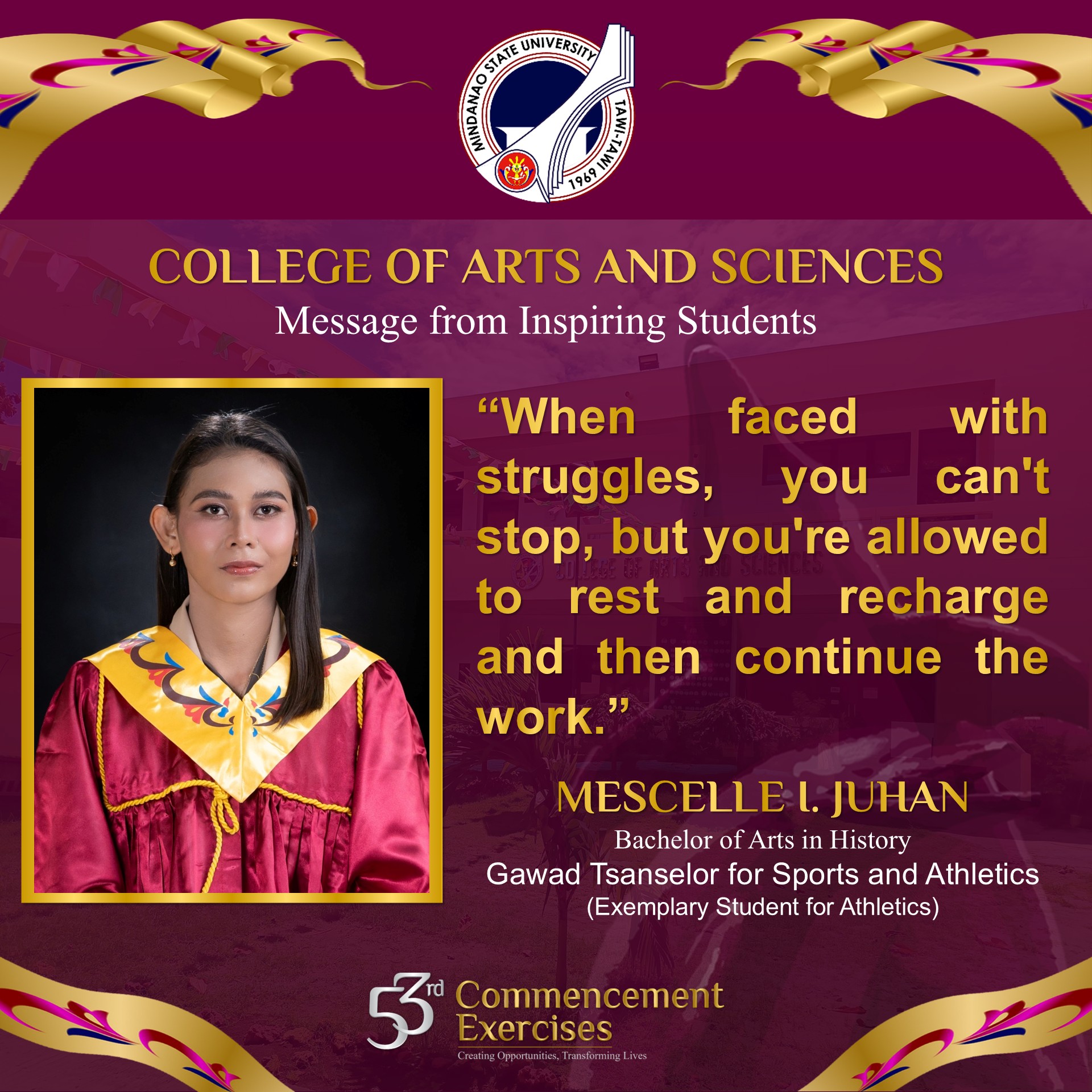 🎓 𝗢𝗻𝗲 𝗱𝗮𝘆 𝗯𝗲𝗳𝗼𝗿𝗲... - MSU TCTO College of Arts and Sciences | Facebook