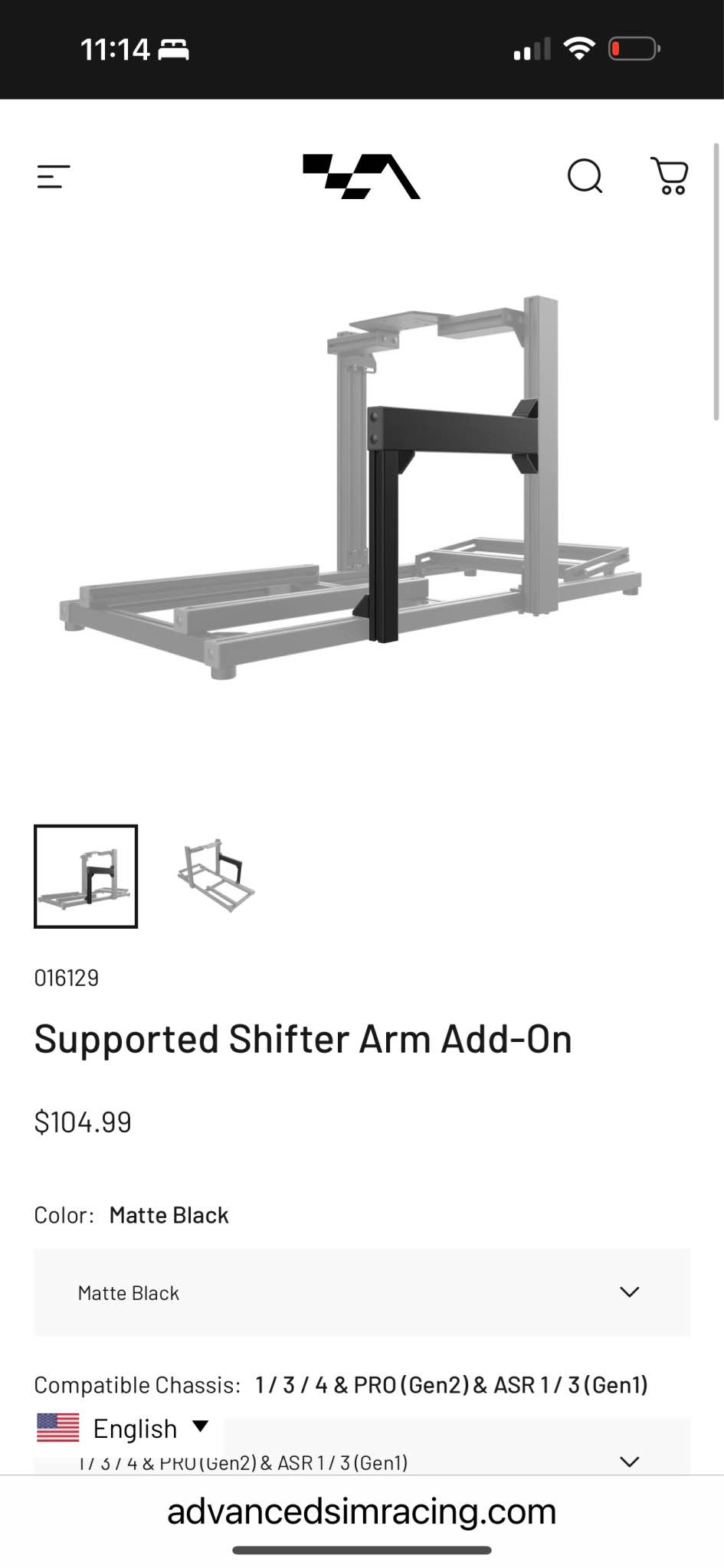 Advanced Sim Racing Chassis (ASR1) & Shifter Arm - Car Interior Parts ...