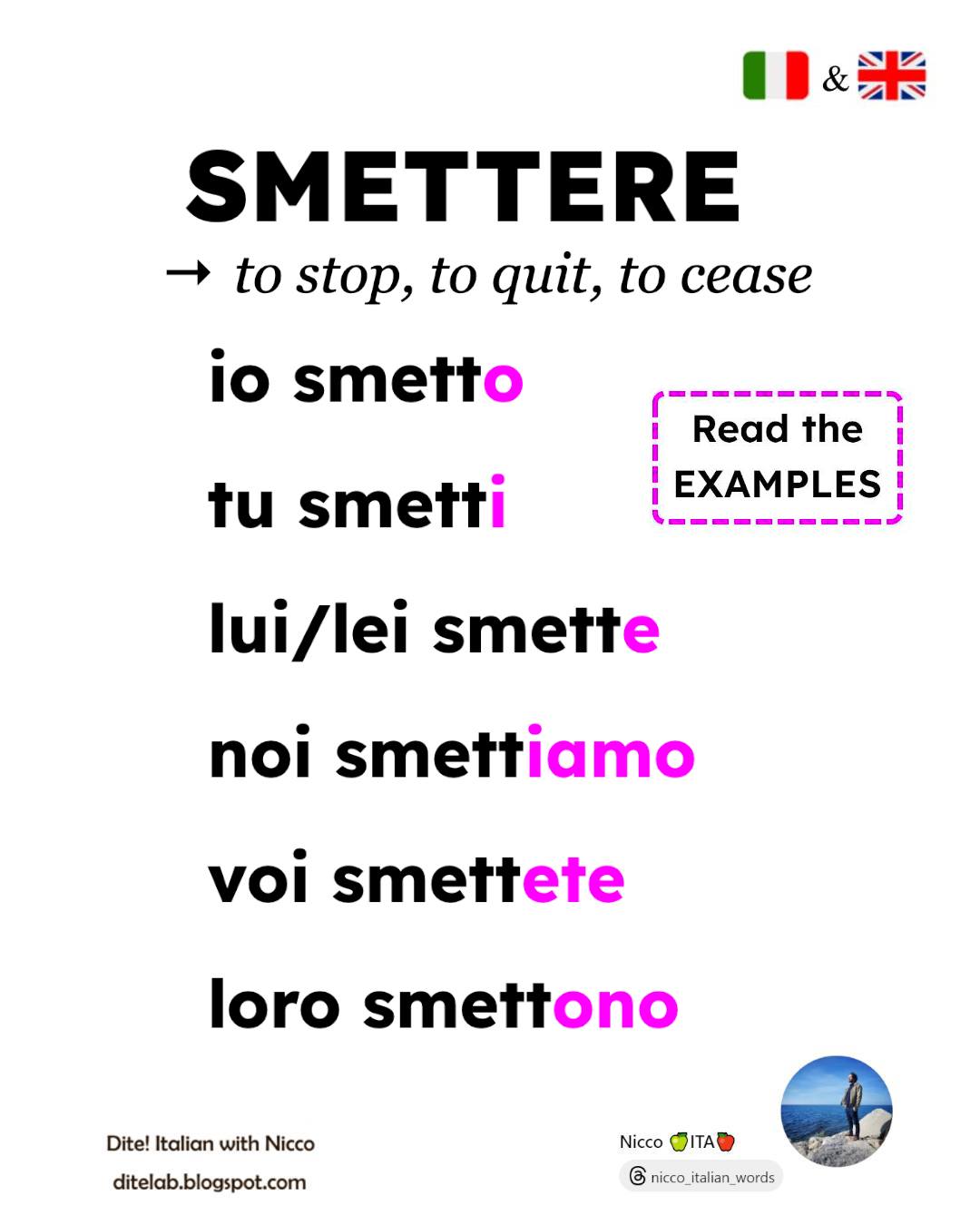 Italian - ITA: Io smetto di fumare da oggi. ENG: I quit smoking ...
