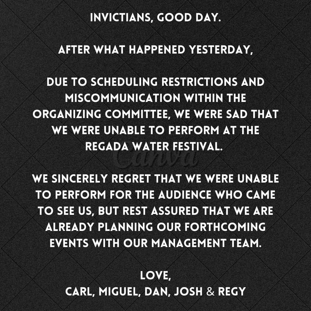 INVICTUS - Our official statement on Regada Festival 👇🏻...