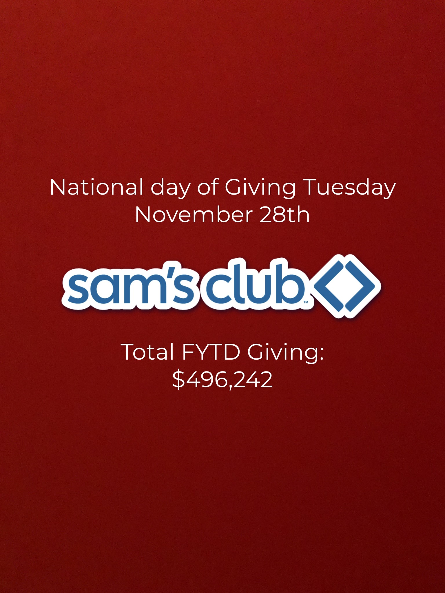 Sam's Club - It’s National day of Giving! We are grateful...