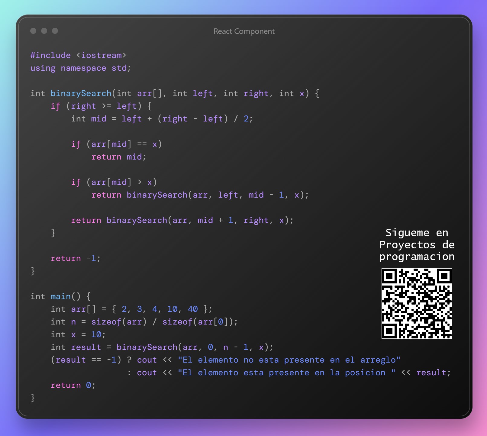 Cursos - Ejemplo de Busqueda Binaria en C++, Enviamos un arreglo y un ...