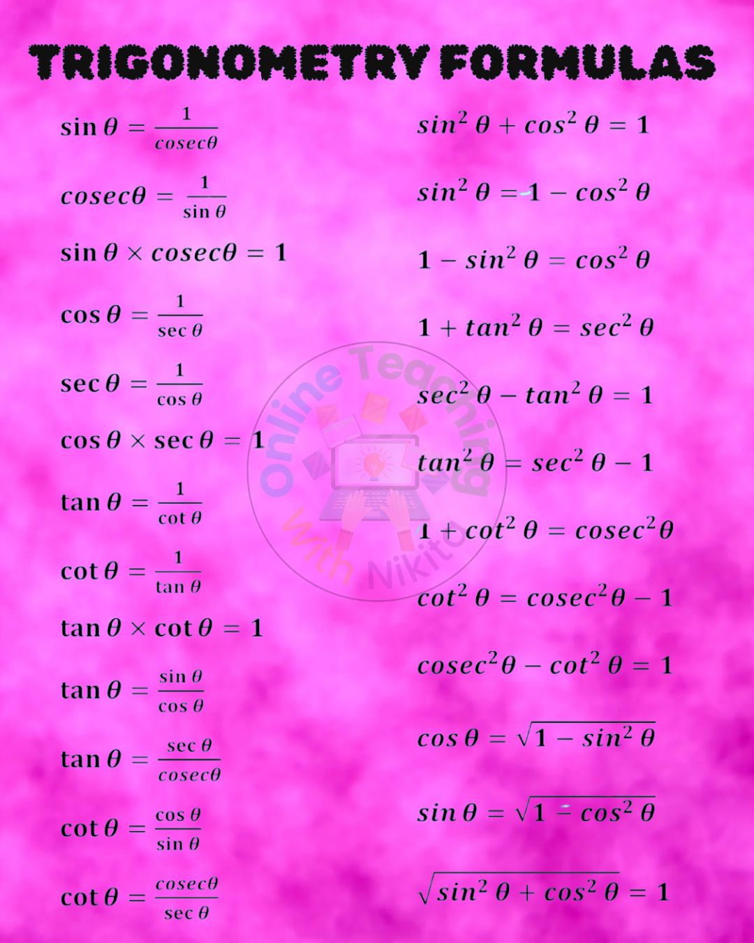 English Grammar Zone | Trigonometry Formulas #trigonometry # ...