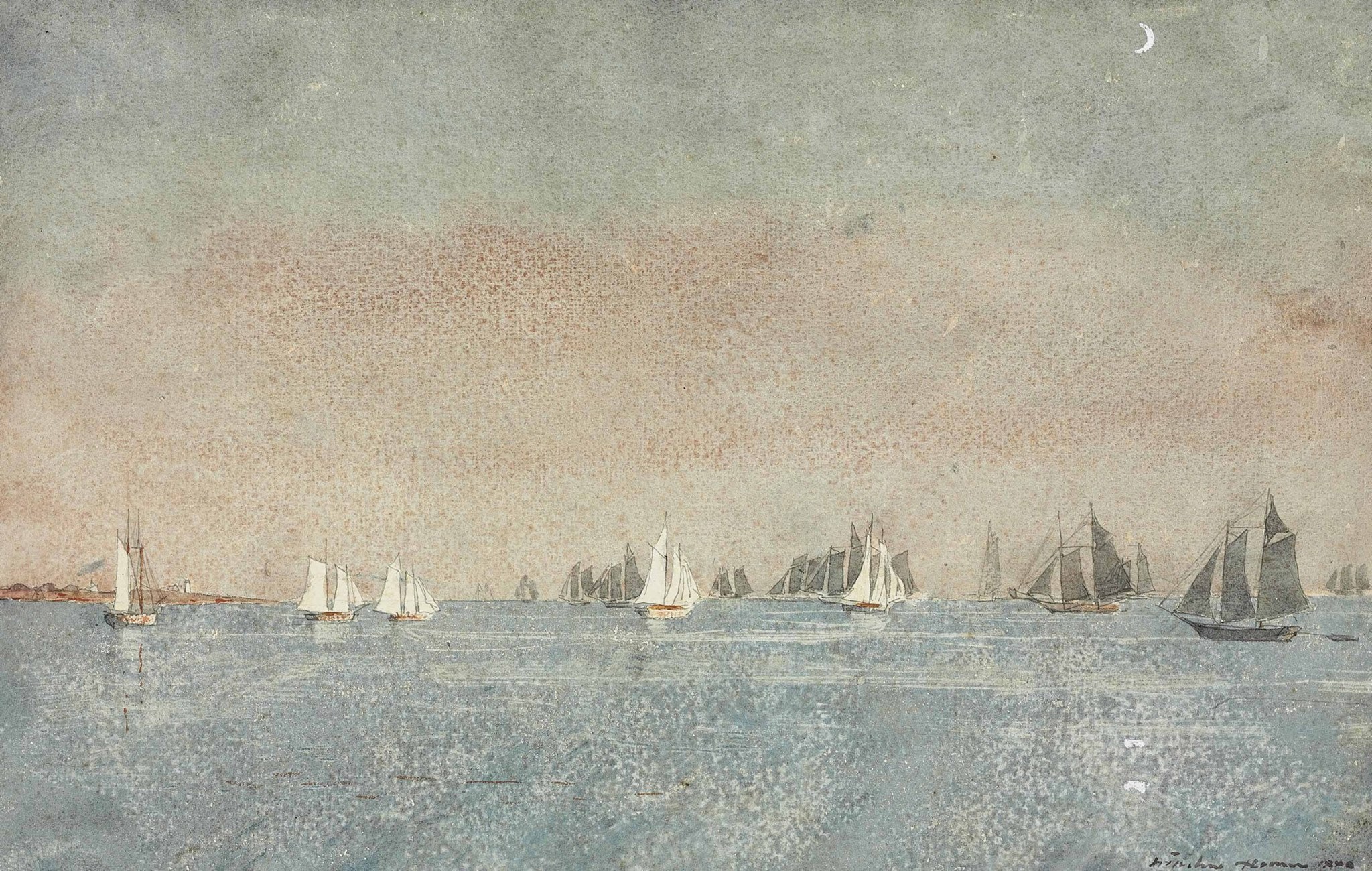 yacht in a cove gloucester 1880 by homer