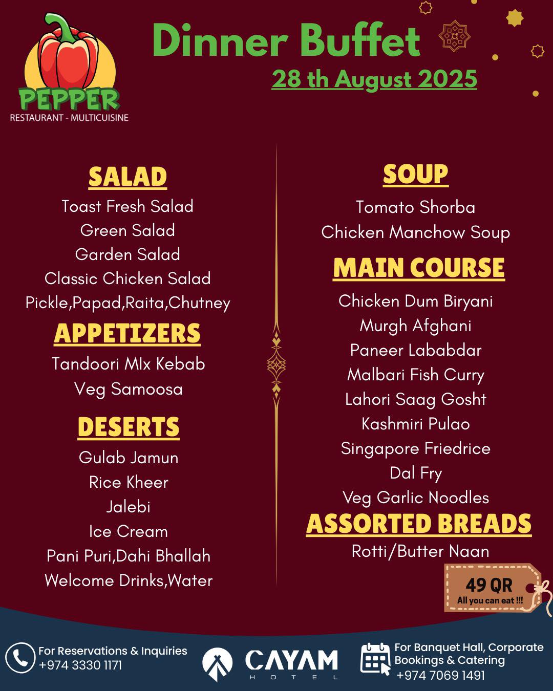 Pepper - Prepare to be amazed by our Desi Dinner Buffet at the Pepper ...