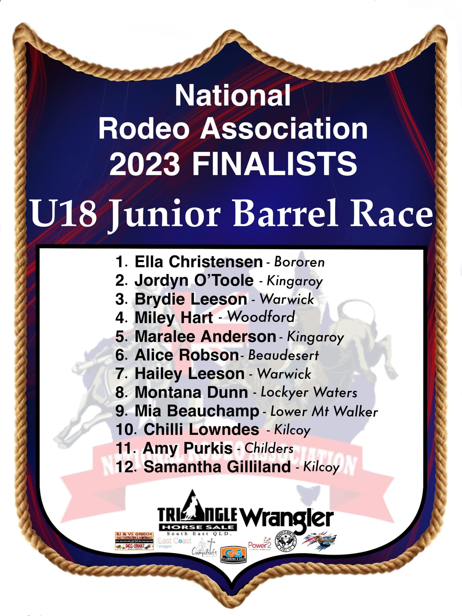 National - 2023 U18 JUNIOR BARREL RACE FINALISTS Congratulations to our ...