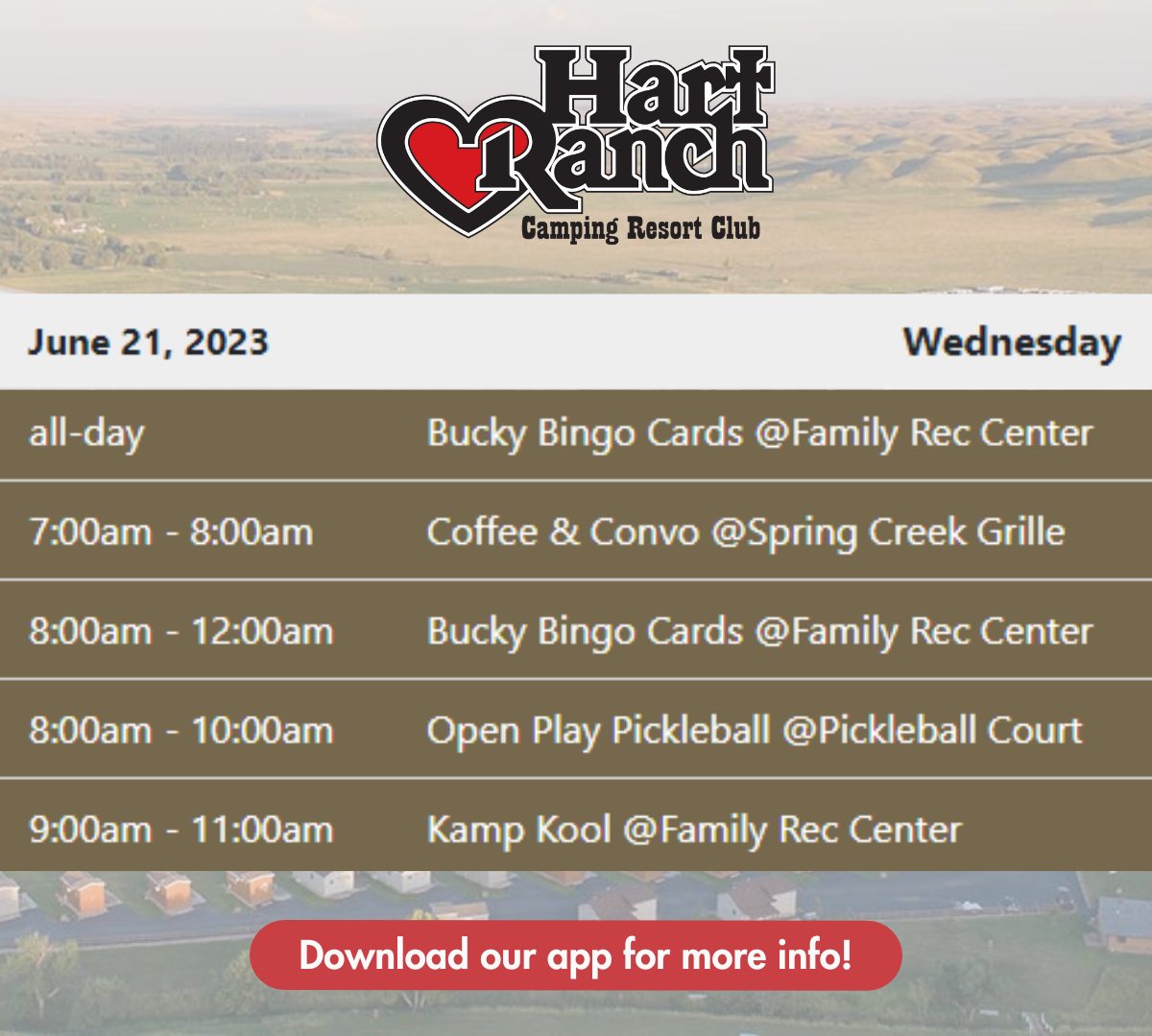 Here's our event lineup!... - Hart Ranch Camping Resort Club