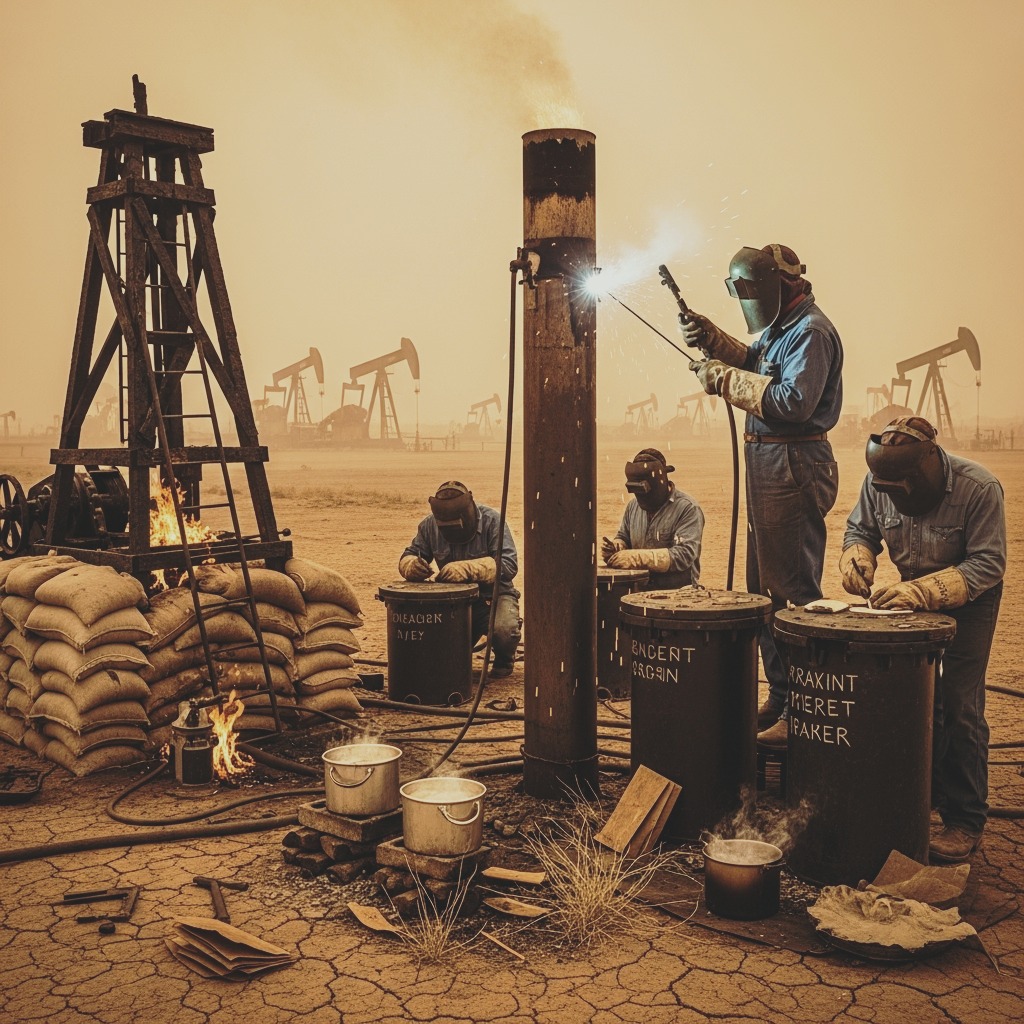 Old - Flare Stack Menders – West Texas, 1938 In the scorched oil fields ...