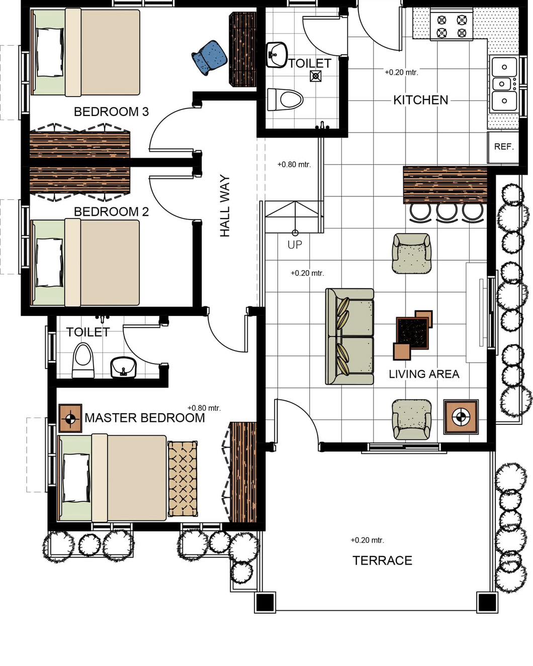 3 Bedroom floor plan - Small house design | Facebook