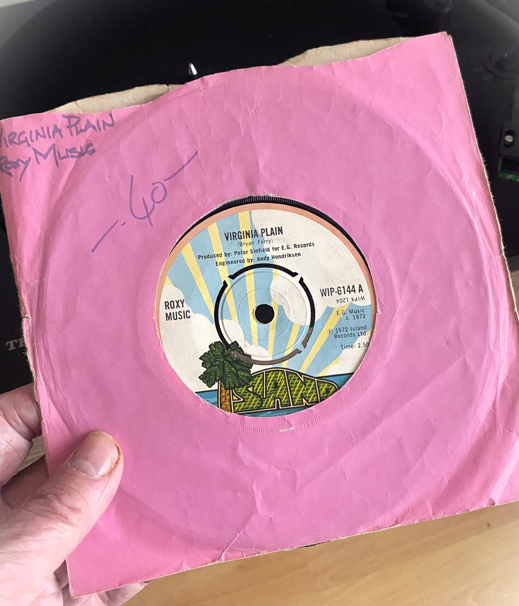 Tim Curry signs a 45 of the Roxy OCR version of Sweet Transvestite 