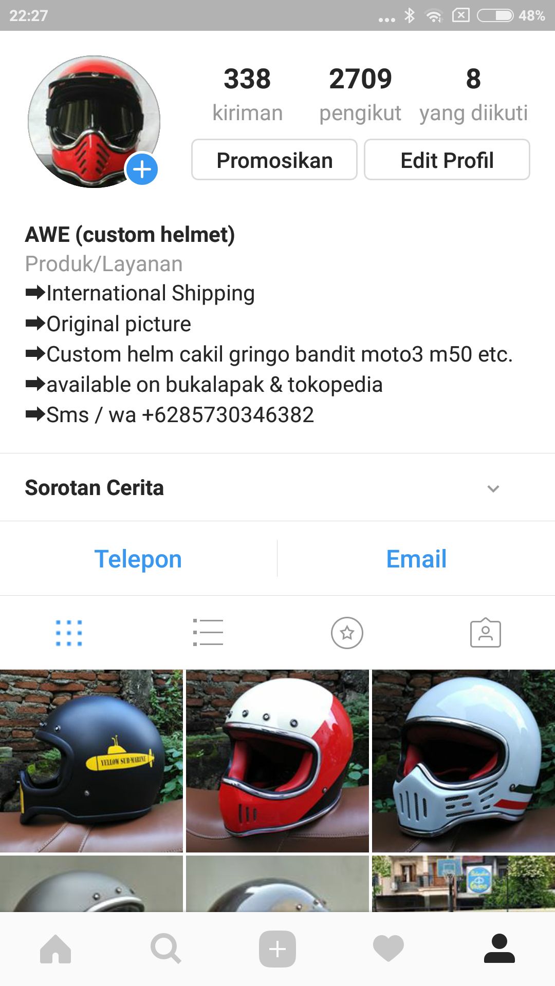 Custom helmet - made of fiber glass + the real helmet inside. Comes ...