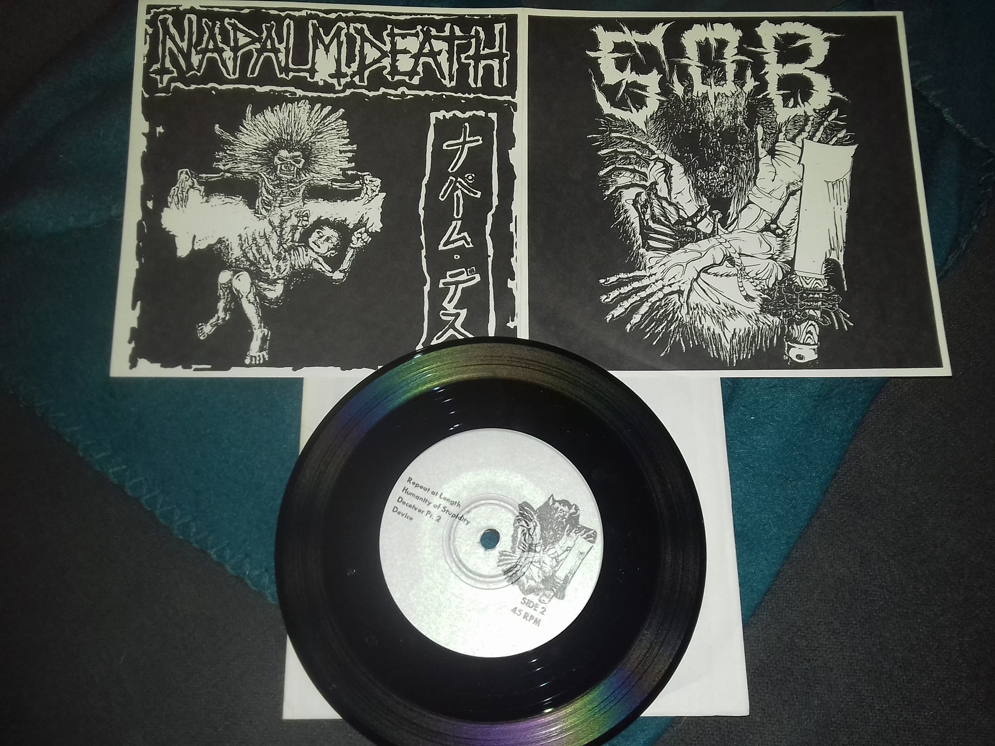 Napalm Death flexi disc with Sob on yellow vinyl