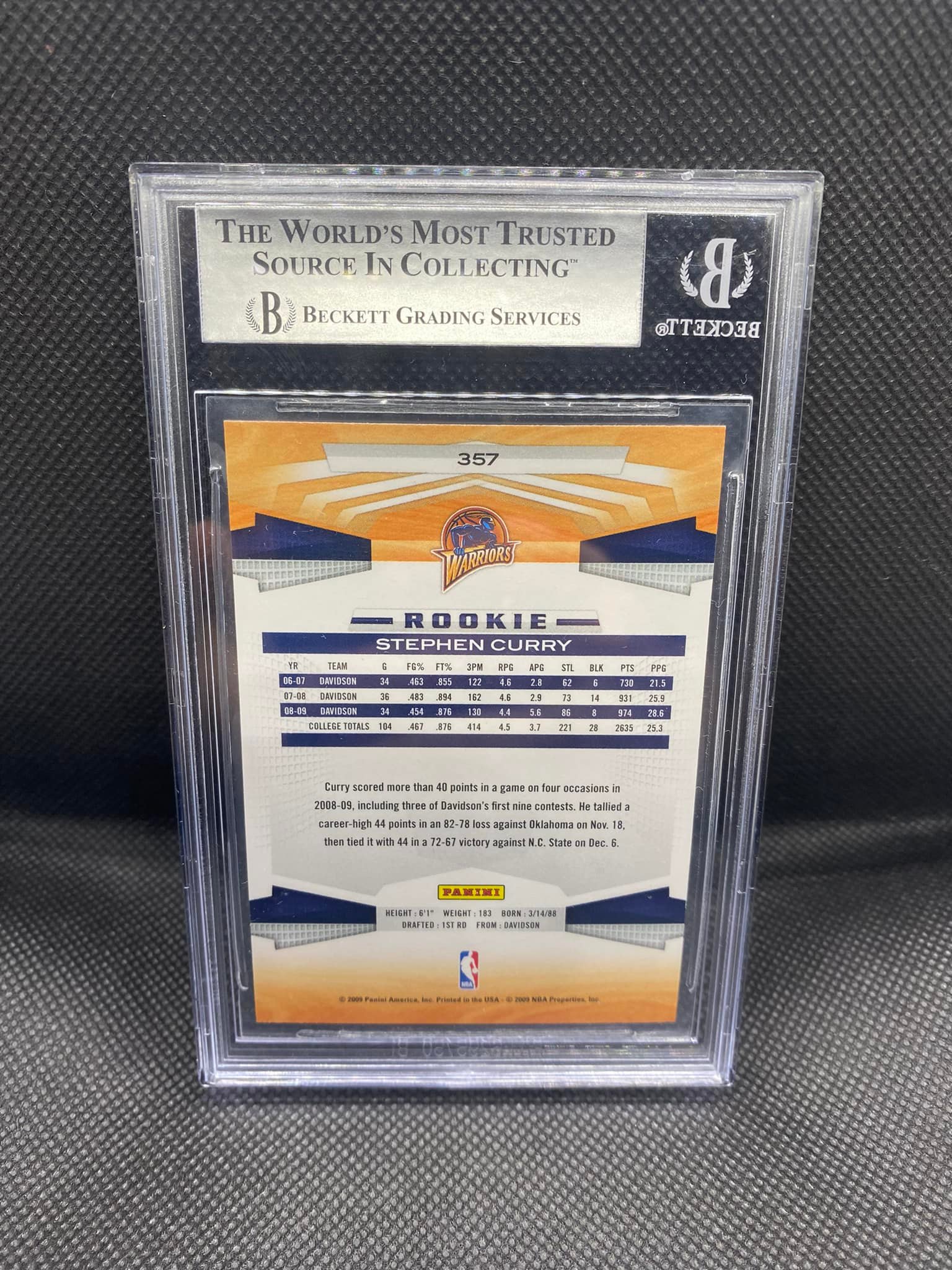 2009-10 Stephen Curry Panini Rookie Card #357 BGS 9 ?‍? Curry 