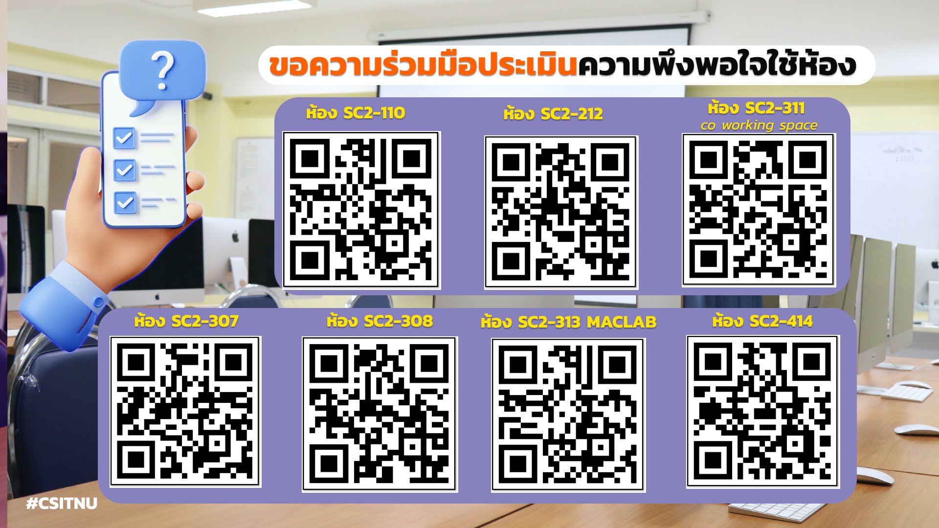 แบบประเมินห้องเรียนในอาคาร SC2 ภาควิชาวิทยาการคอมพิวเตอร์ฯ 1. แบบ ...
