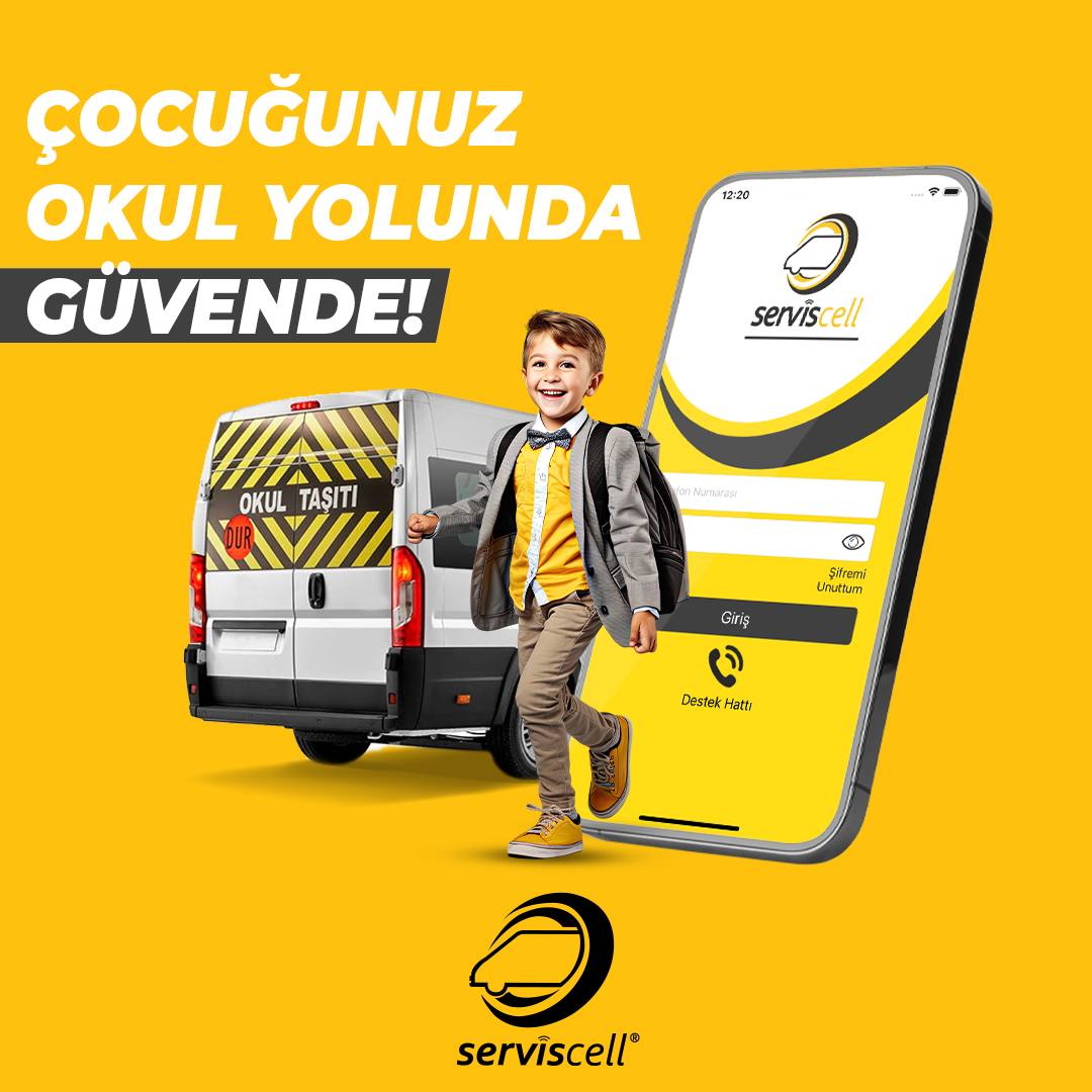 Serviscell - Serviscell, okul servisinin sabah ve akşam gelme saatleri