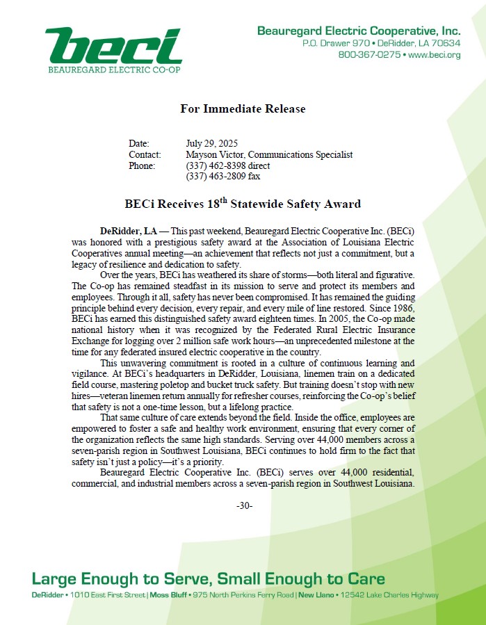 BECi... - Beauregard Electric Cooperative, Inc. (BECi) | Facebook