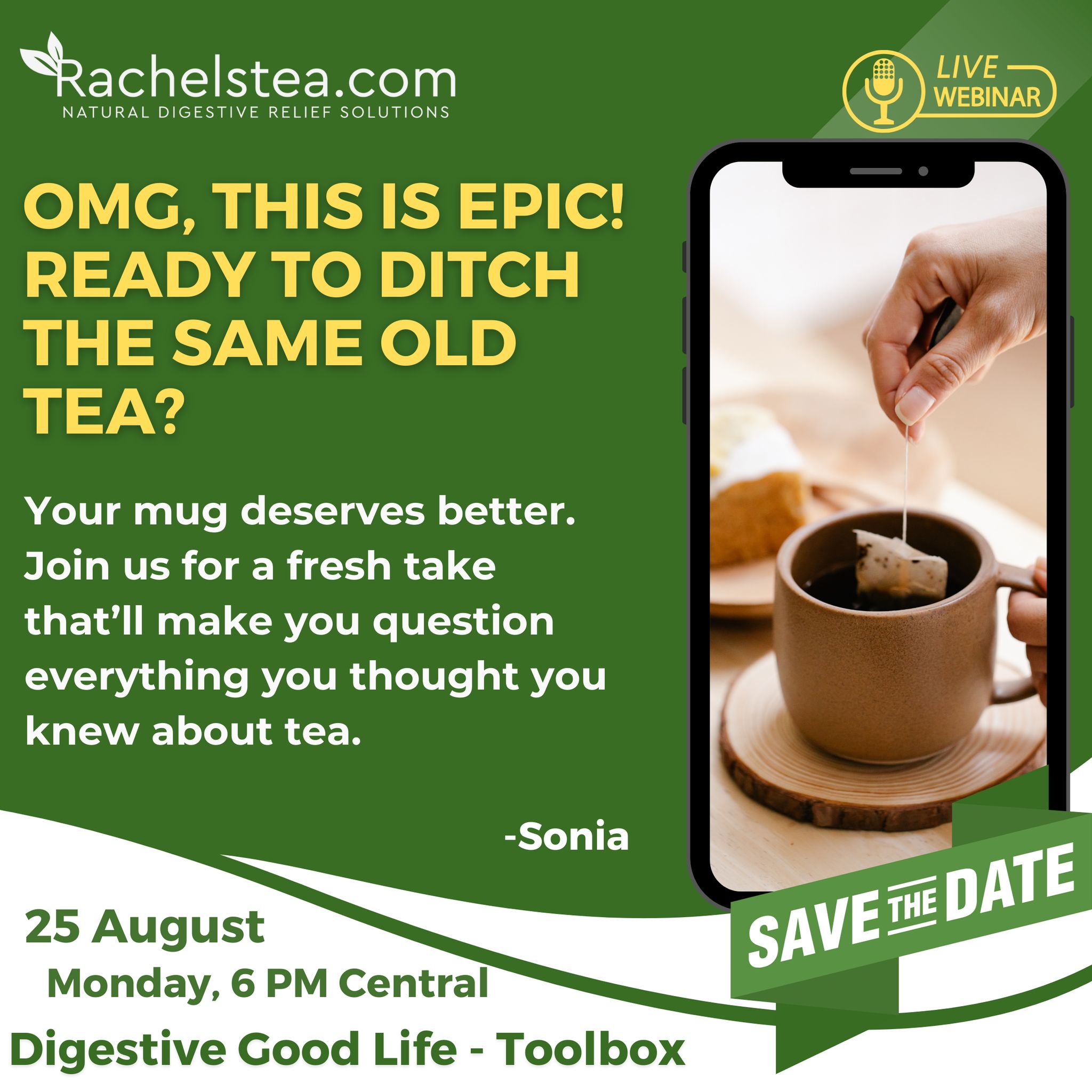 Rachel's Tea - ☕️ Digestive Good Life – Toolbox Webinar 📅... | Facebook