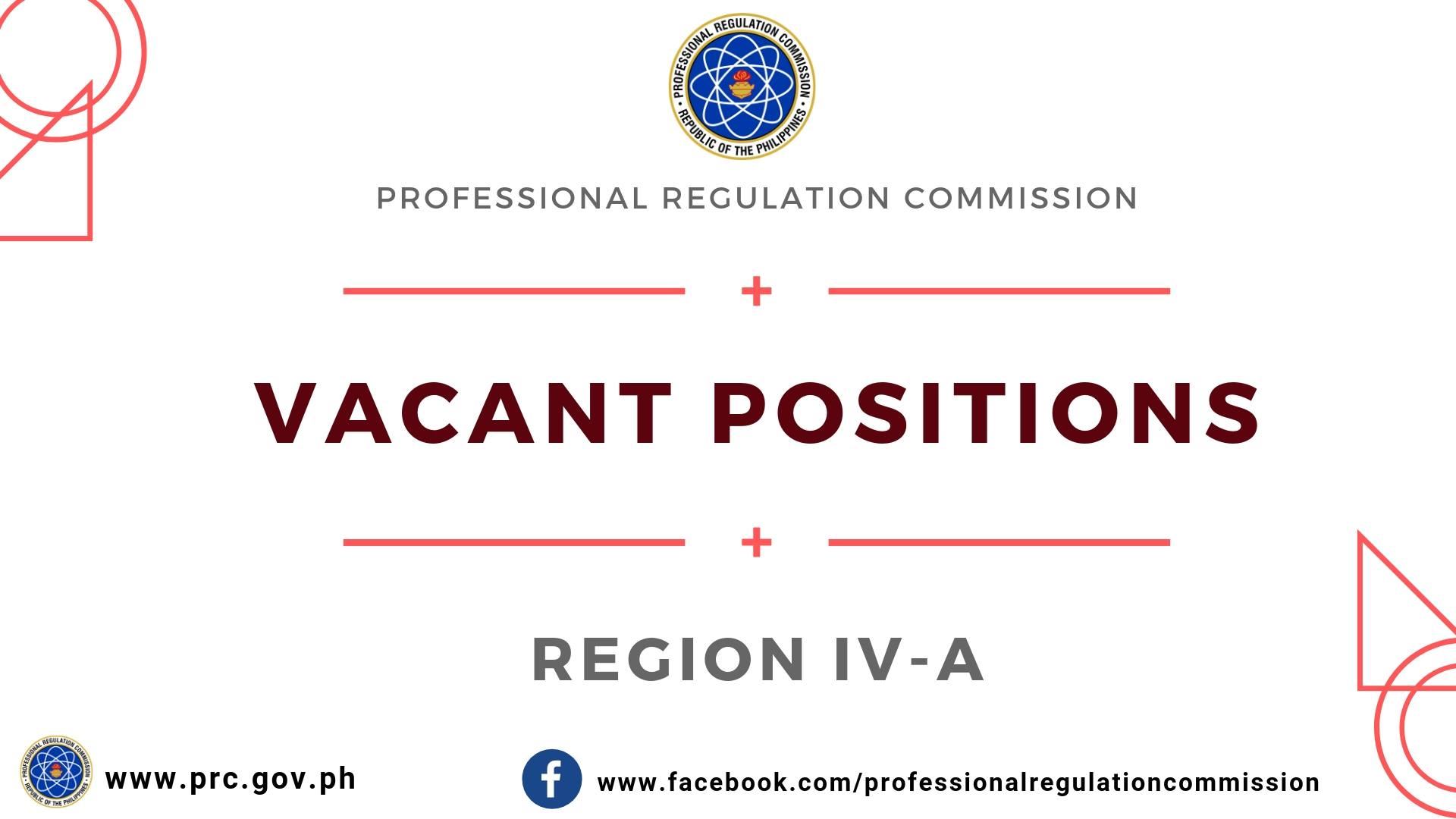 VACANT POSITIONS... - Professional Regulation Commission