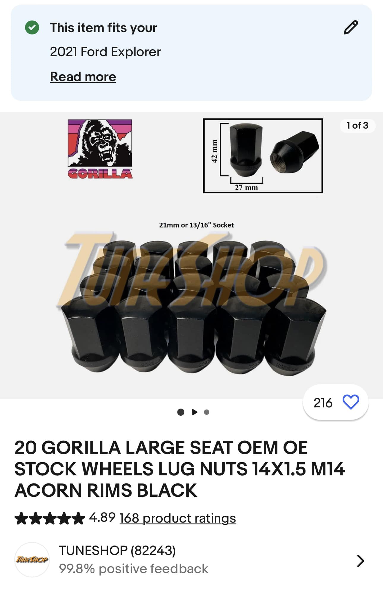 Gorilla Automotive 24-Pack OEM Style Large Seat Lug Nuts – 14x1.5 Chrome Acorn – Factory Replacement