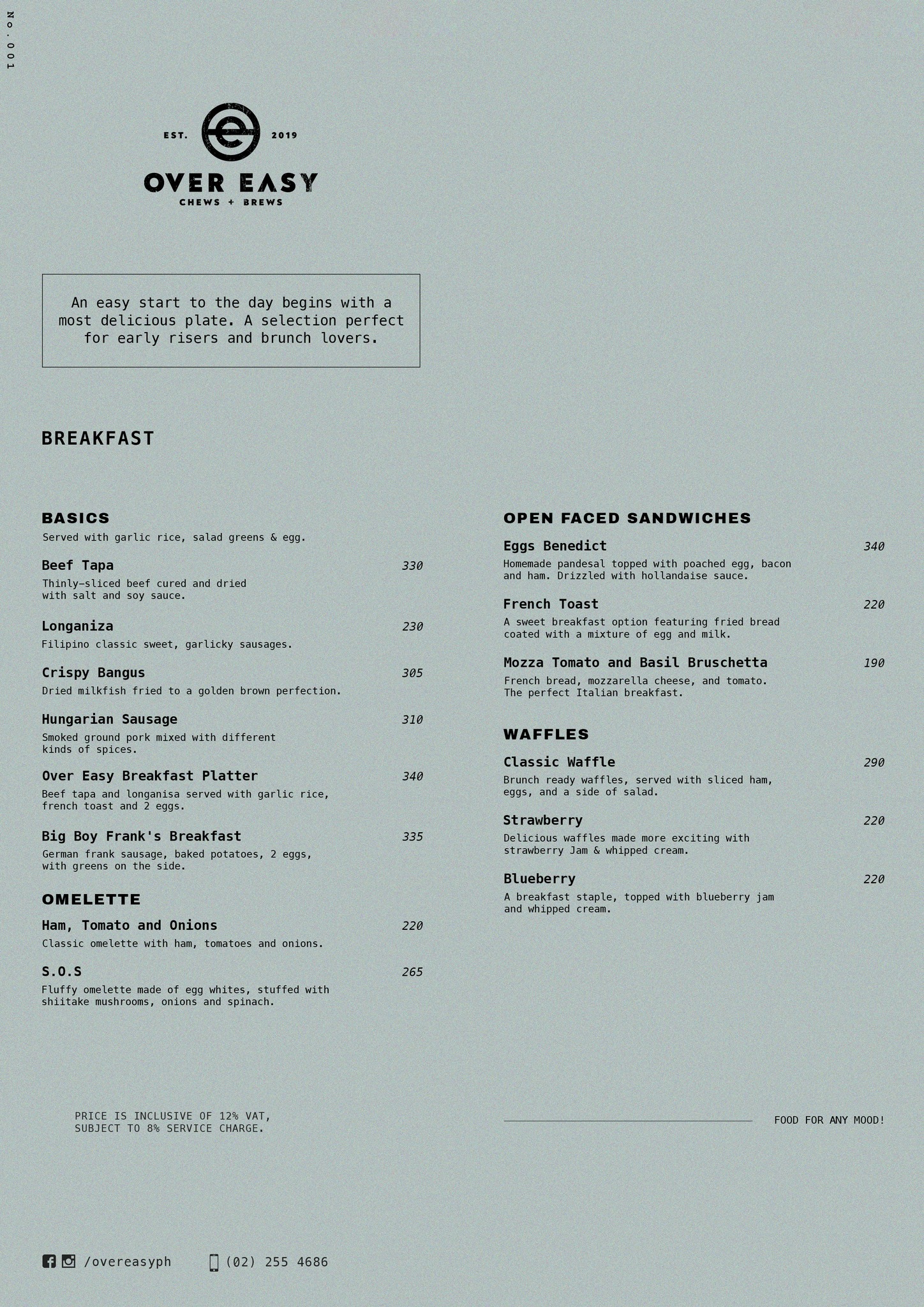 Over Easy - Here's our updated menu, for all you folks... | Facebook