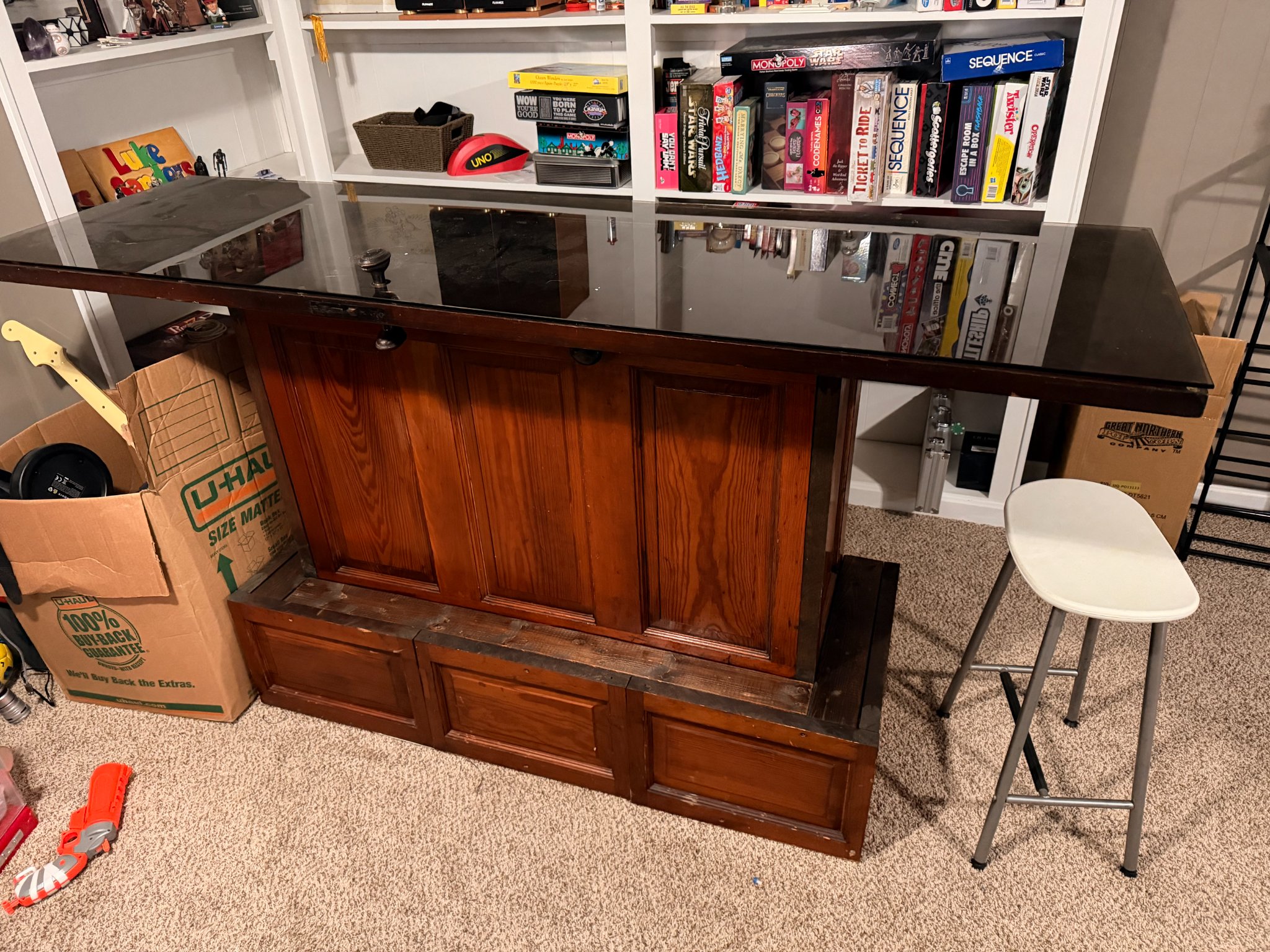 Hand-Built Rustic Bar / Console – Solid Wood with Glass Top - Console ...