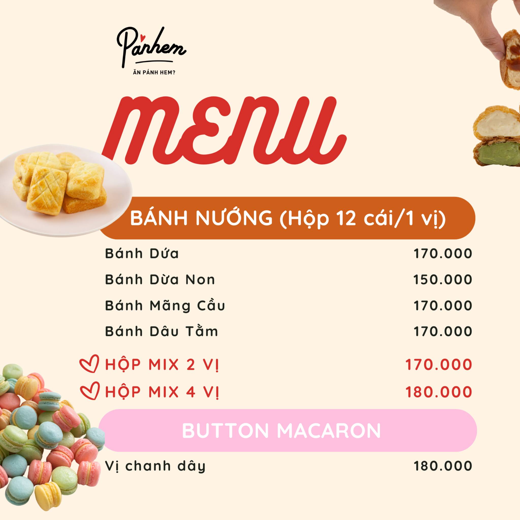 Pánhem - Menu Pánh mùa hè 🌼🌼 1️⃣ 𝐂𝐫𝐮𝐦𝐛𝐥𝐞 𝐂𝐡𝐨𝐮𝐱 - 𝐒𝐮 𝐤𝐞𝐦 6... | Facebook