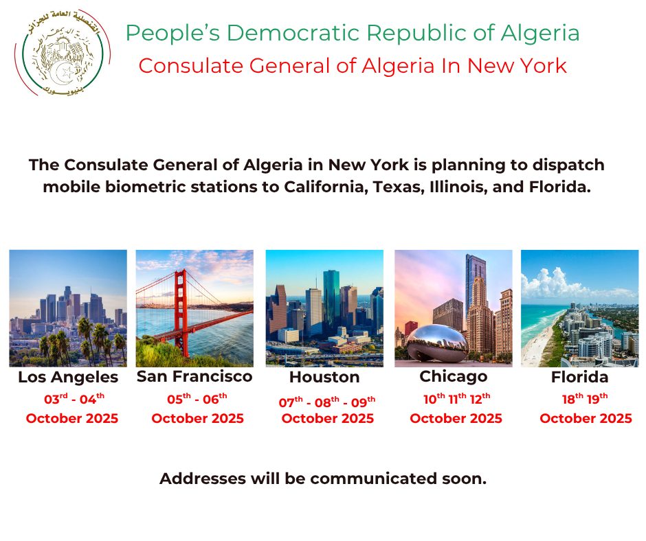 𝐌𝐨𝐛𝐢𝐥𝐞 𝐒𝐭𝐚𝐭𝐢𝐨𝐧... - Consulate General of Algeria in New York | Facebook